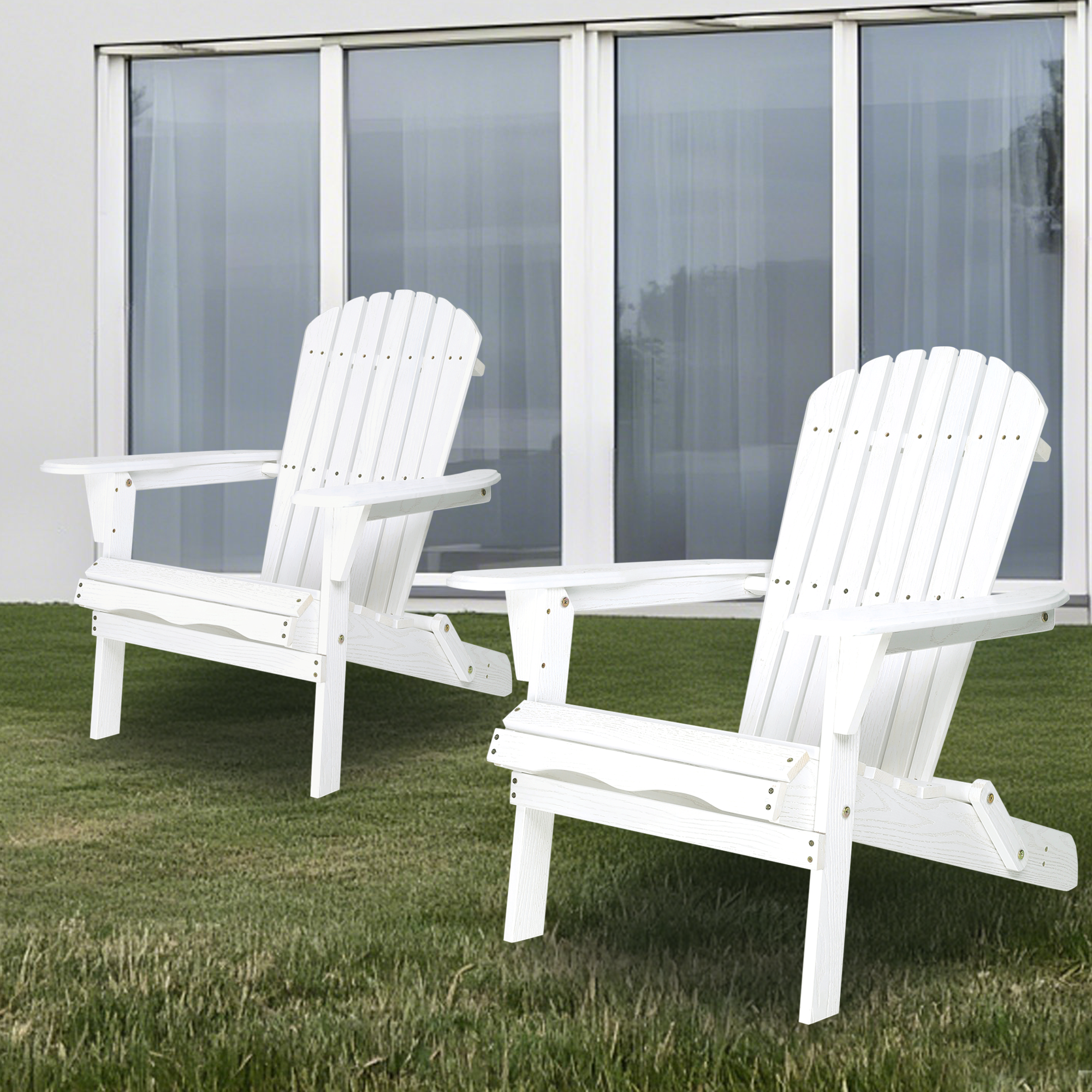 Foldable Hemlock Wood Adirondack Chair -Set of 2 Chairs