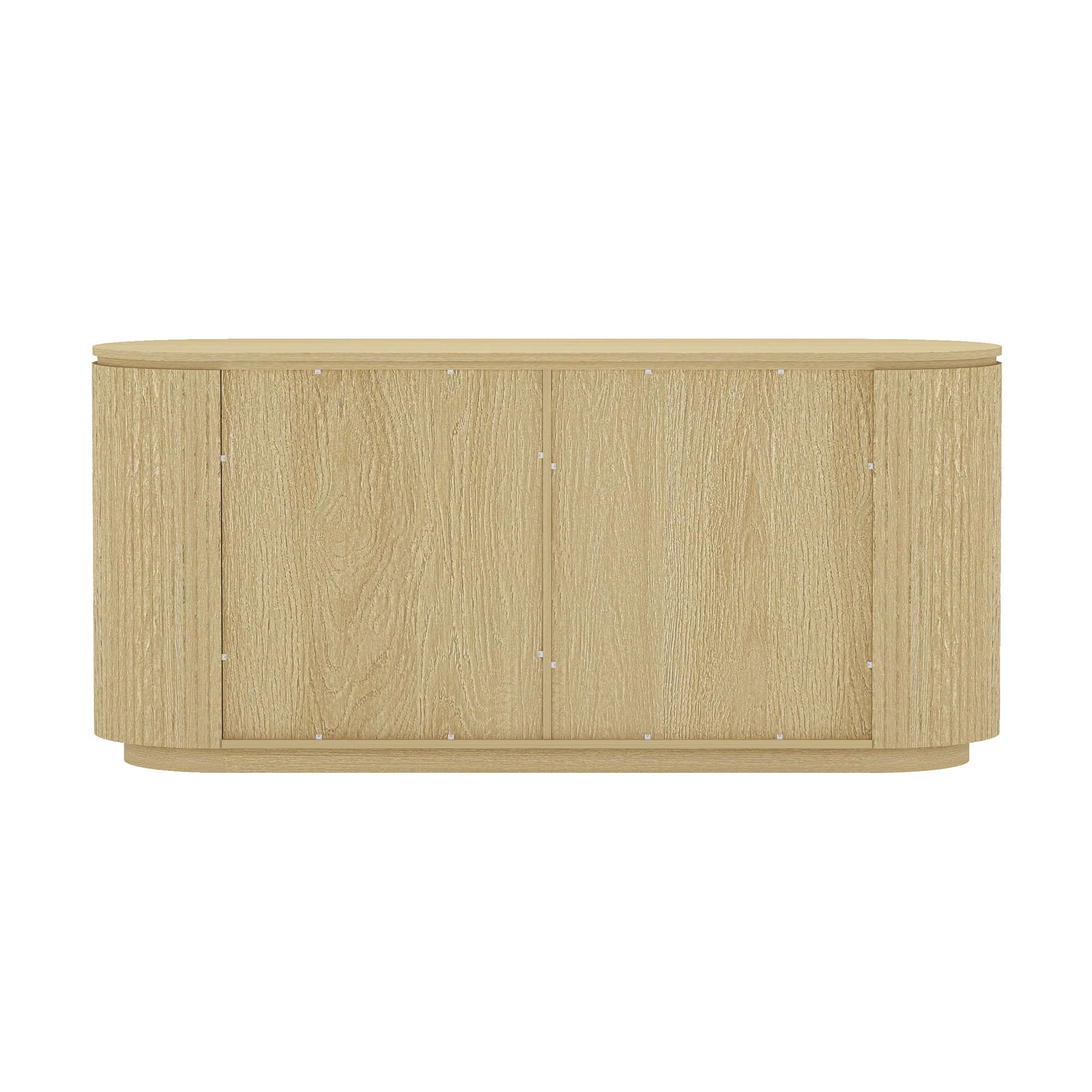 Olivia - Sideboard With 4 Adjustable Shelves With Handle Free Doors And Rounded Edges - Oak