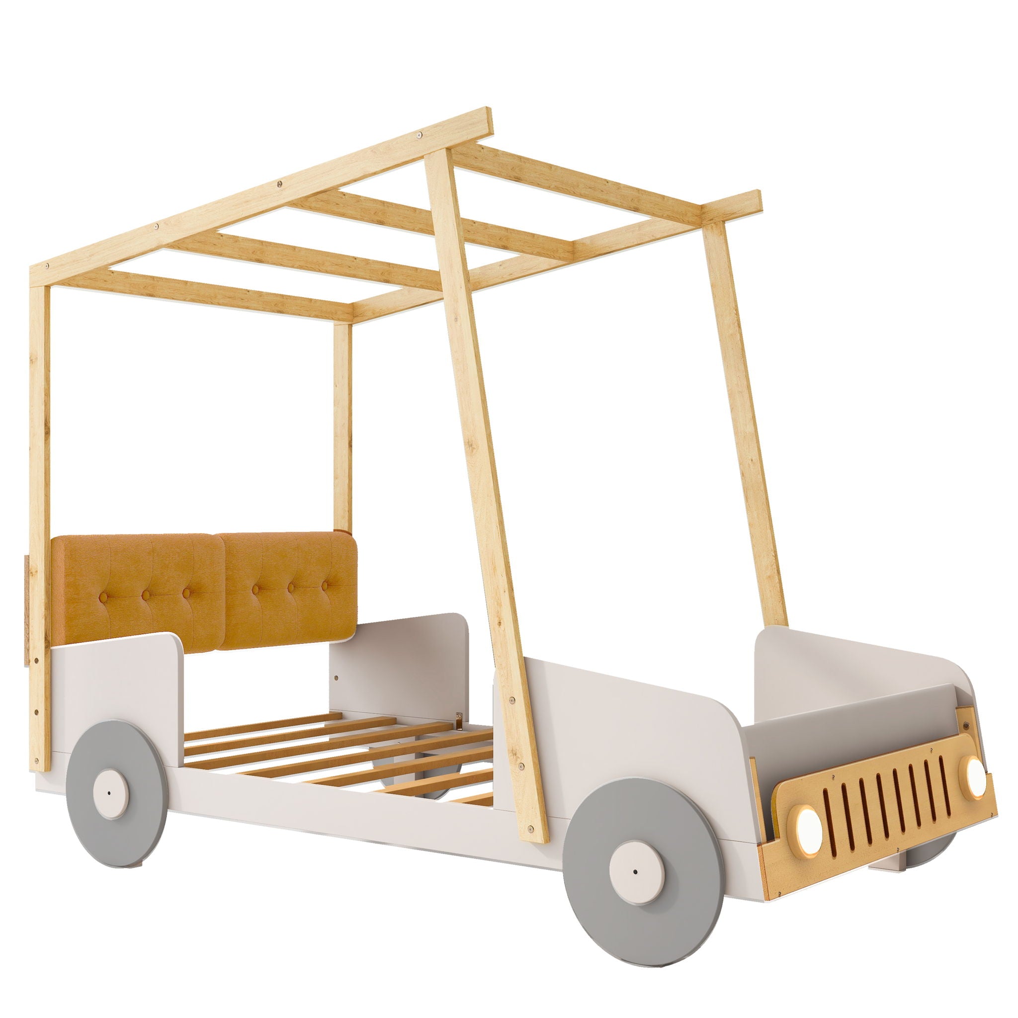 Car Bed With Pillow, Ceiling Cloth And LED