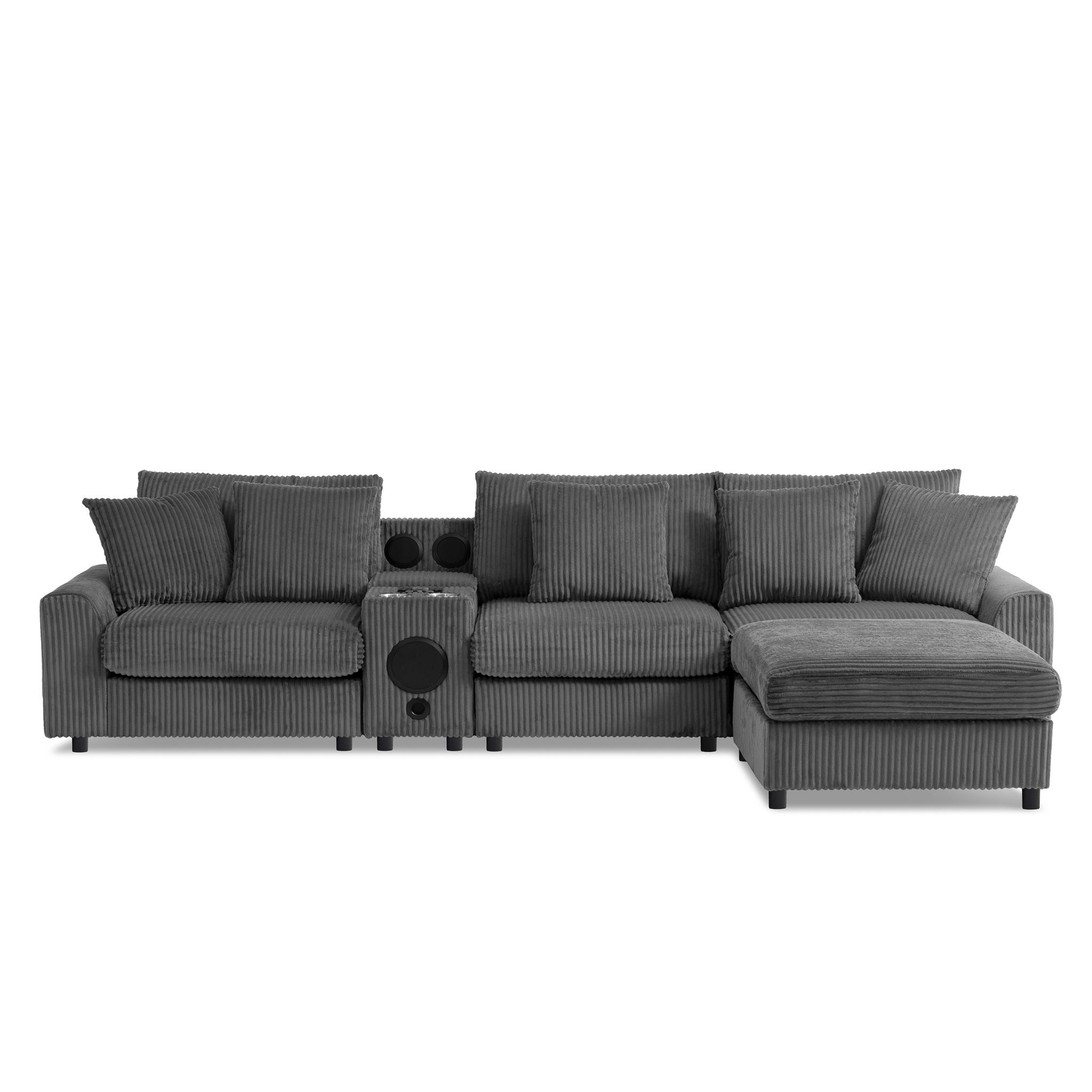 Sectional With Bluetooth Speakers L Shaped Couch With Console USB Charger, Cup Holders Storage Ottoman Deep And Wide Seat Cloud Sofa - Best Buy Furniture
