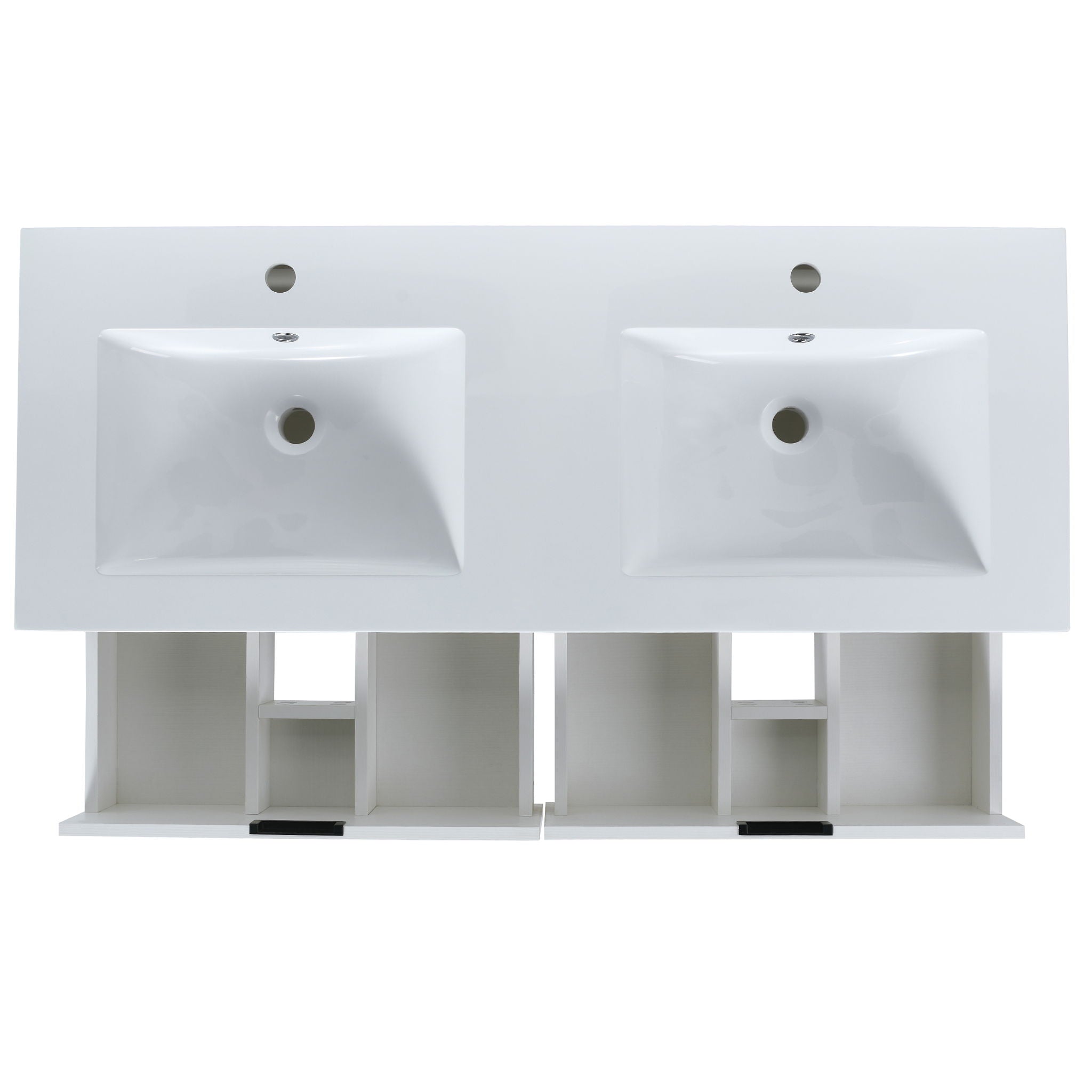 Modern Floating Bathroom Vanity With Dual Resin Sink, Soft Close Drawers