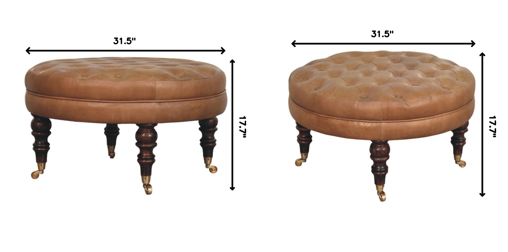 Buffalo - Round Ottoman With Castor Legs - Brown