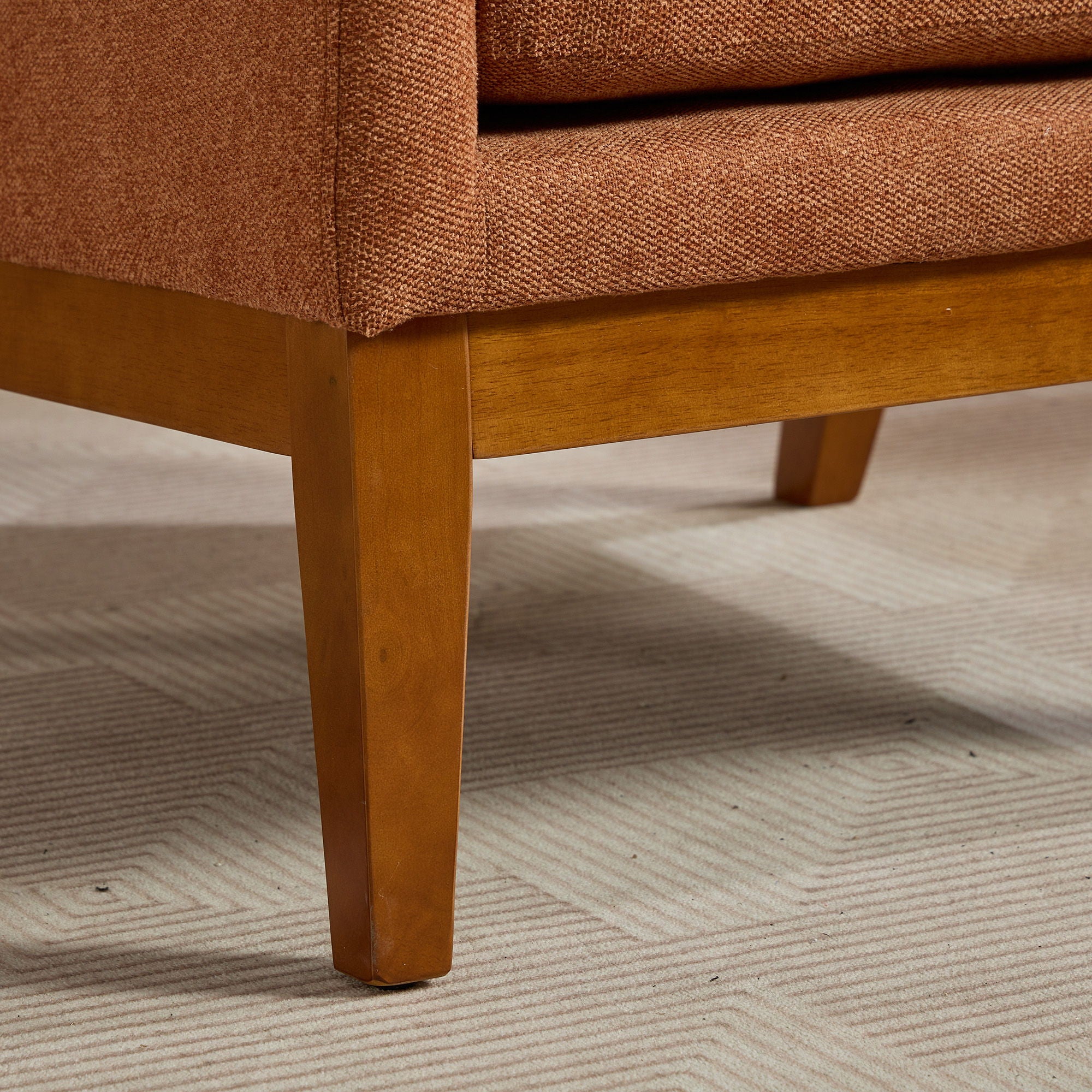 Wide Modern Accent Chair With Wood Legs For Living Room