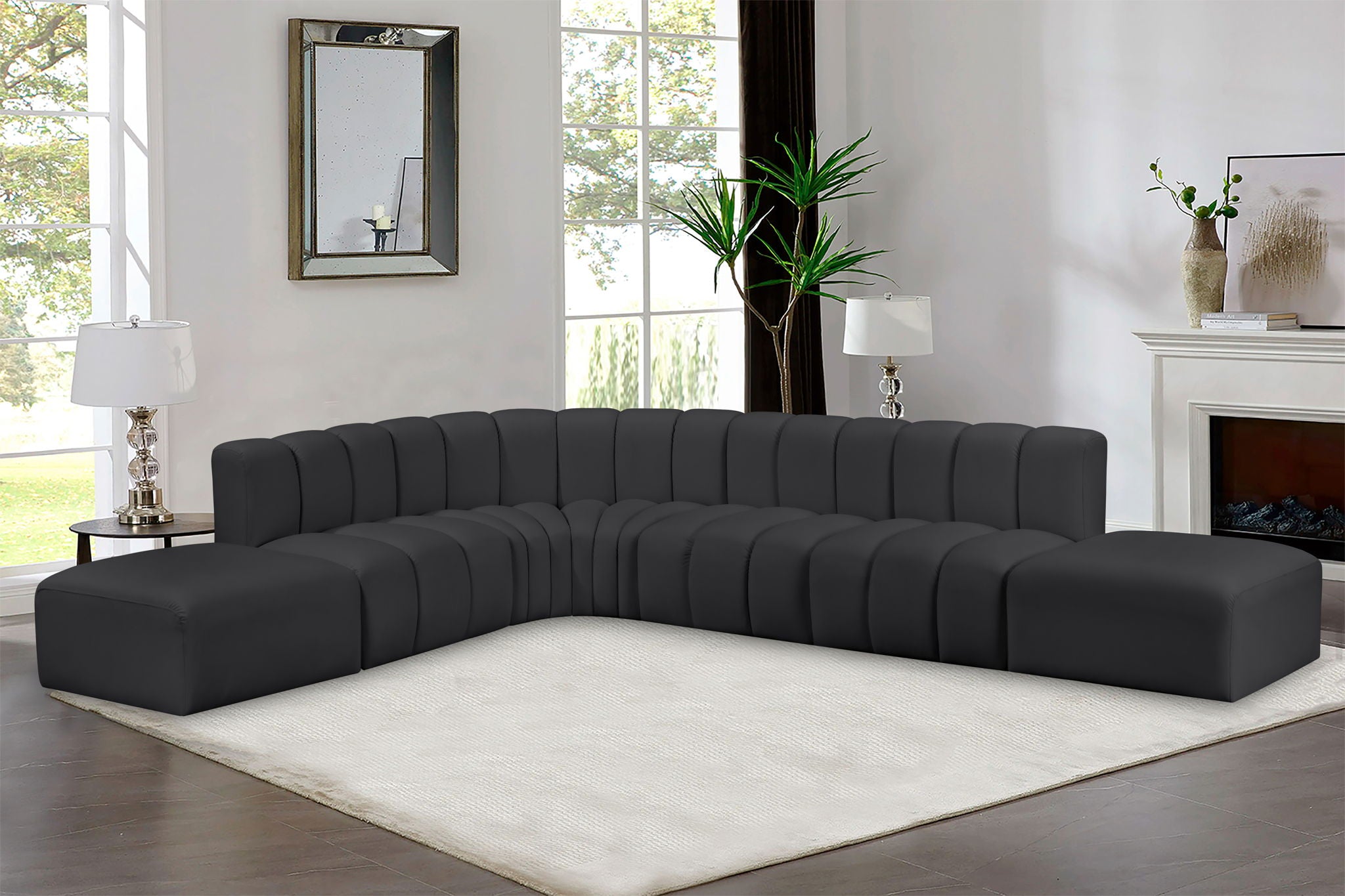 Arc - Faux Leather 7 Piece Corner Modular Sofa