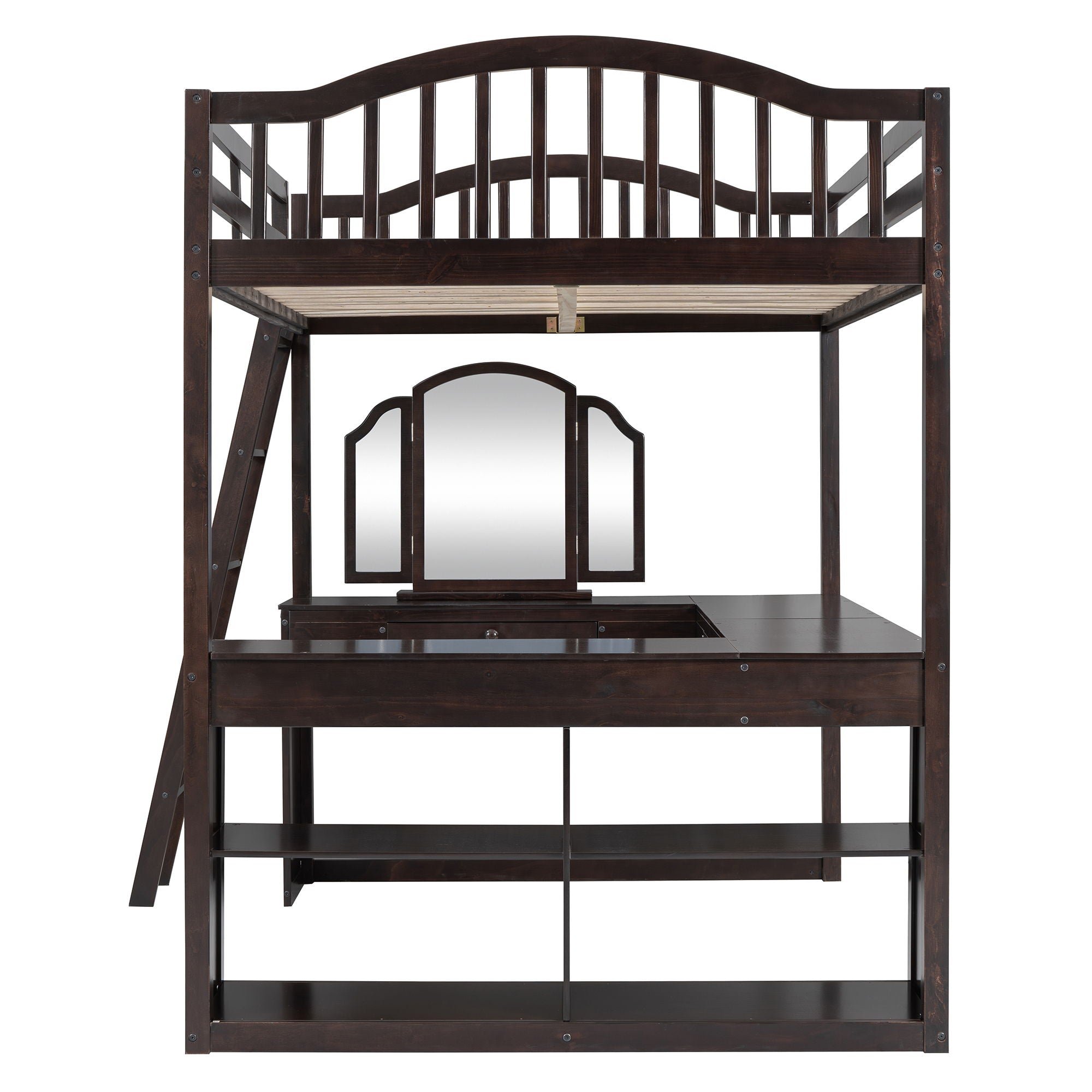 Loft Bed With Drawers, Cabinet, Shelves With Desk