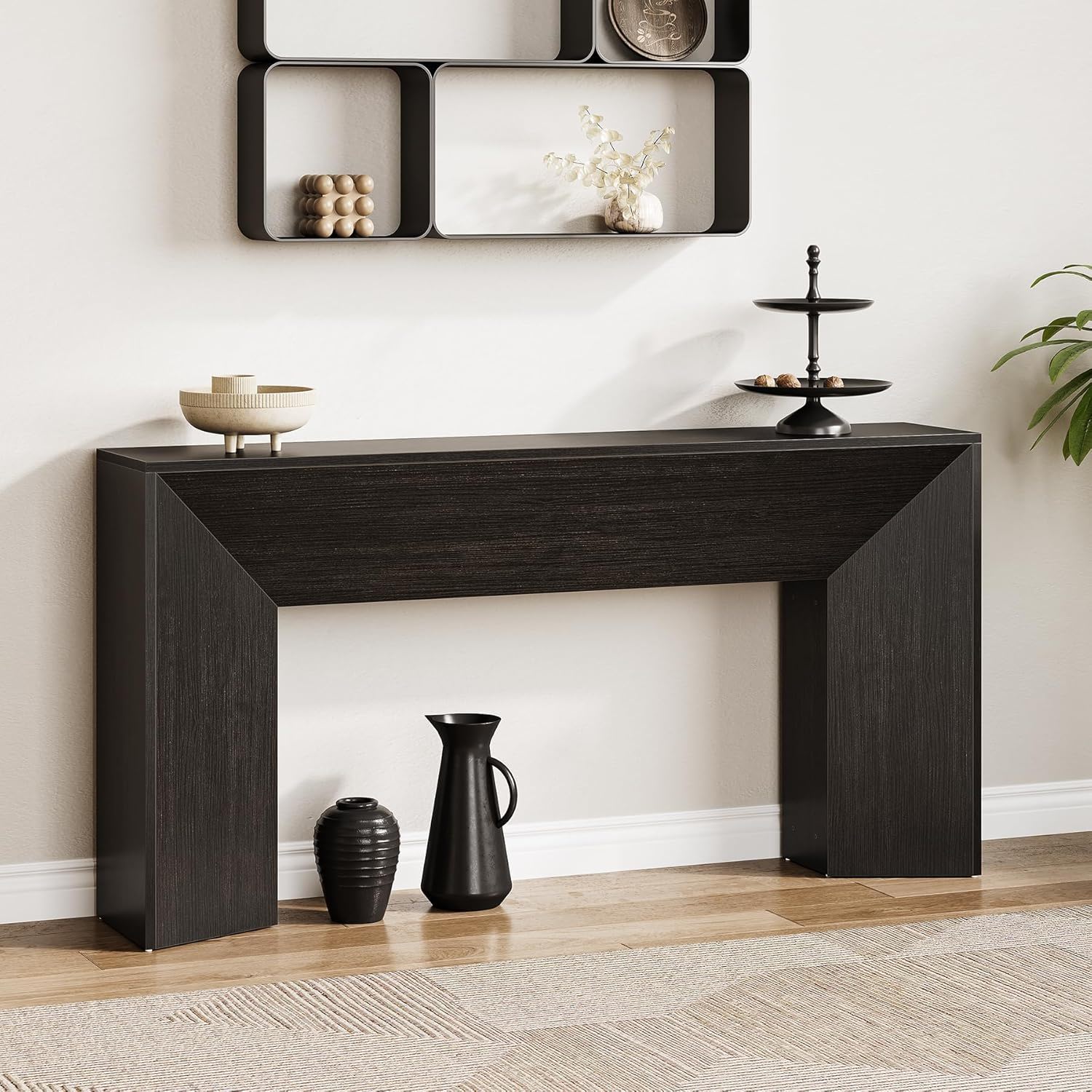 Extra Long Console Table Table Behind Couch For Hallway & Living - Black