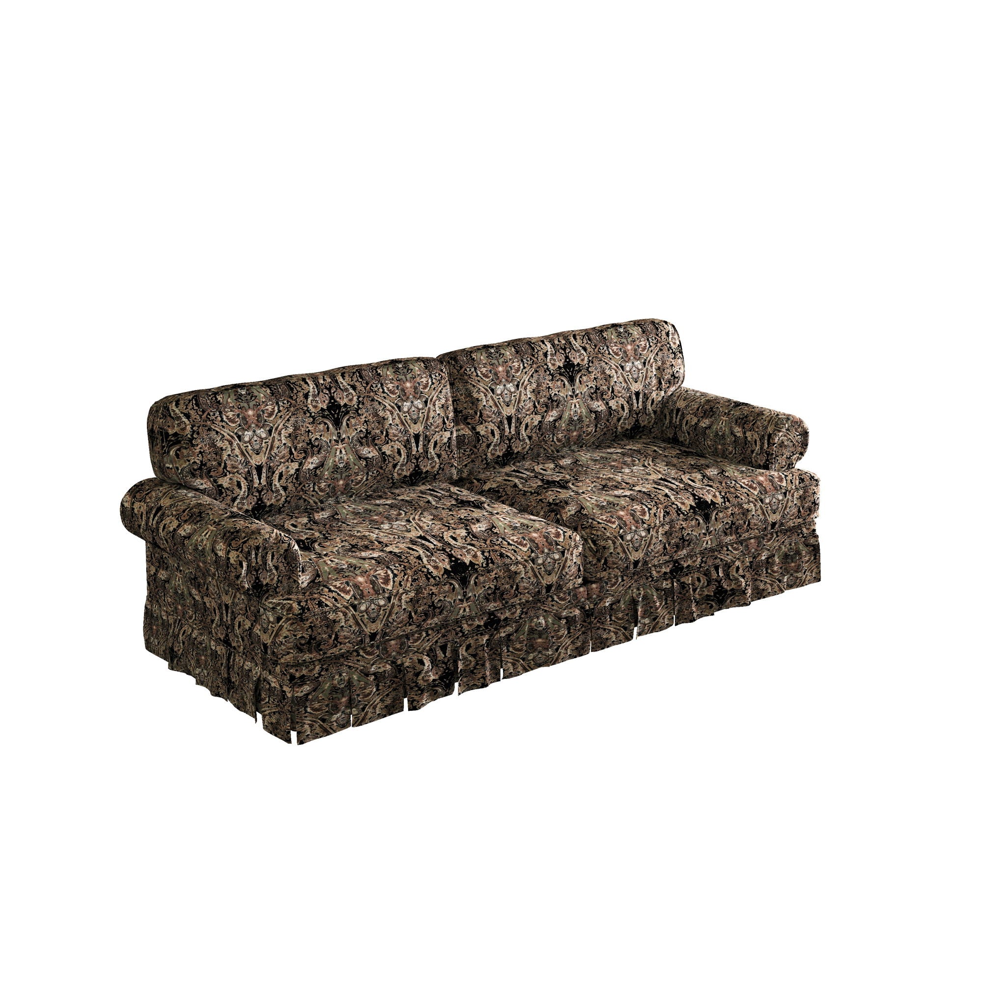 Luxuriously Comfortable Cloud Couch Sofa With Elegant Rolled Arms & Pleated Skirt Design