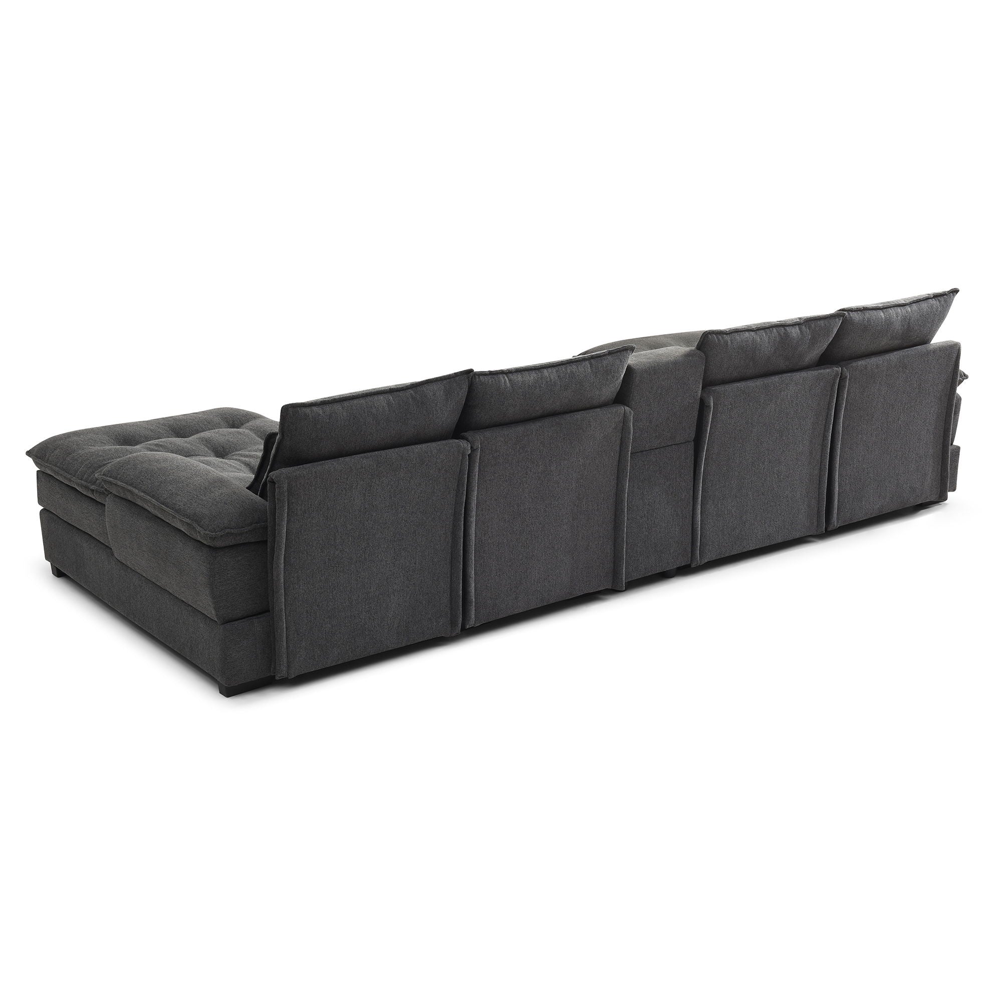Contemporary U Shaped Sofa With Console And Cupholders