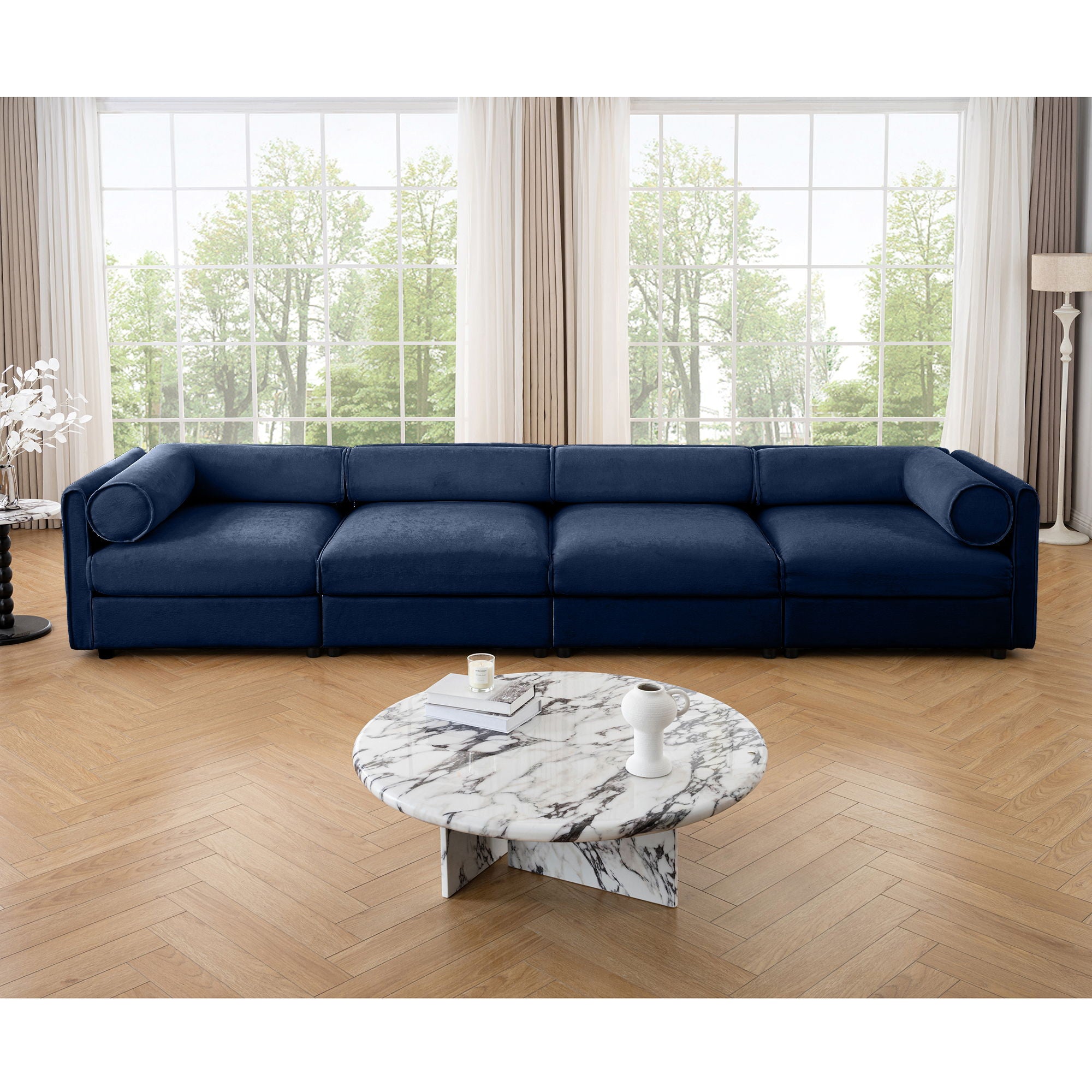 Stylish Chenille Sofa With Storage Seat And Cylindrical Backrest - Best Buy Furniture