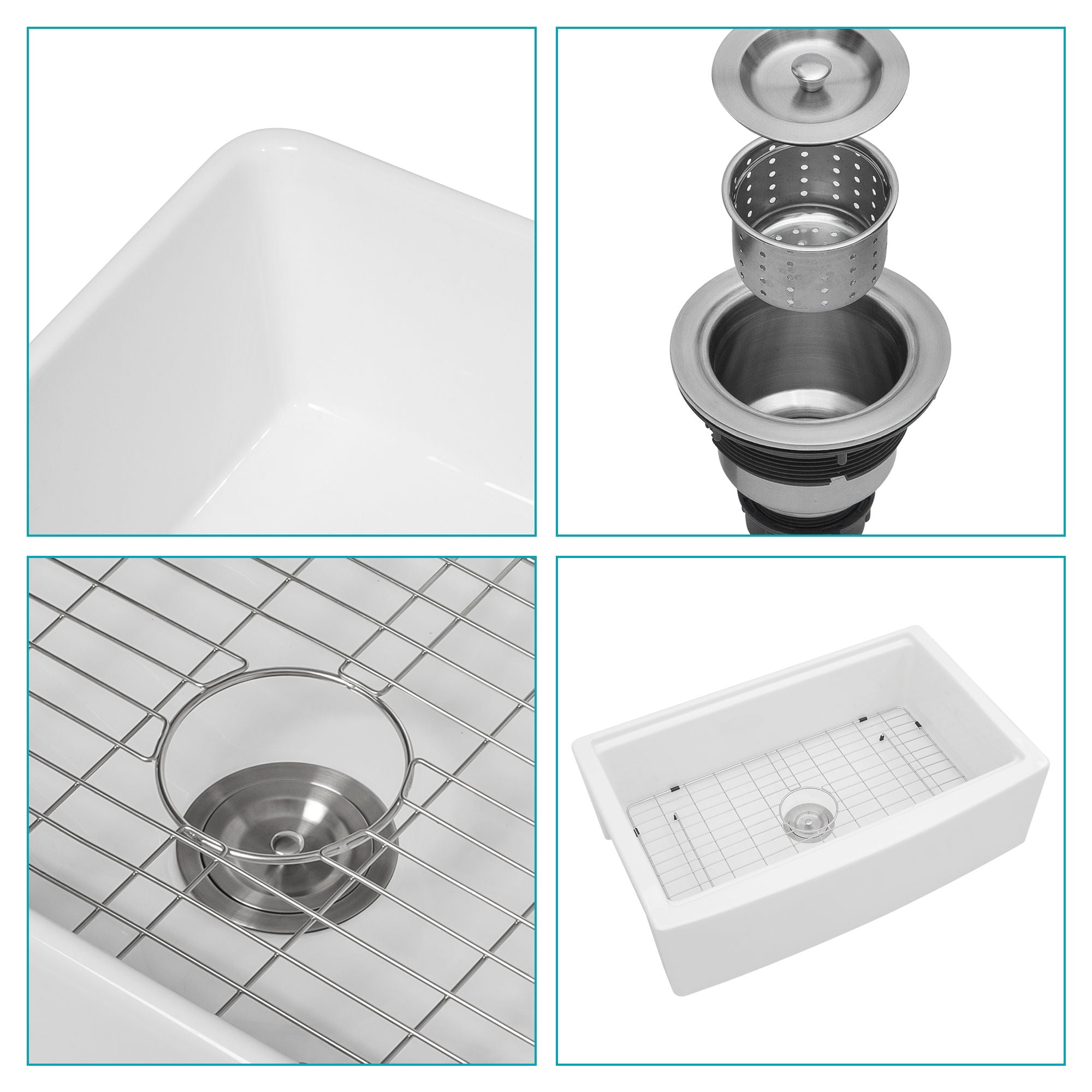 Classic Ceramic Farmhouse Sink Workstation Single Bowl With Durable Finish