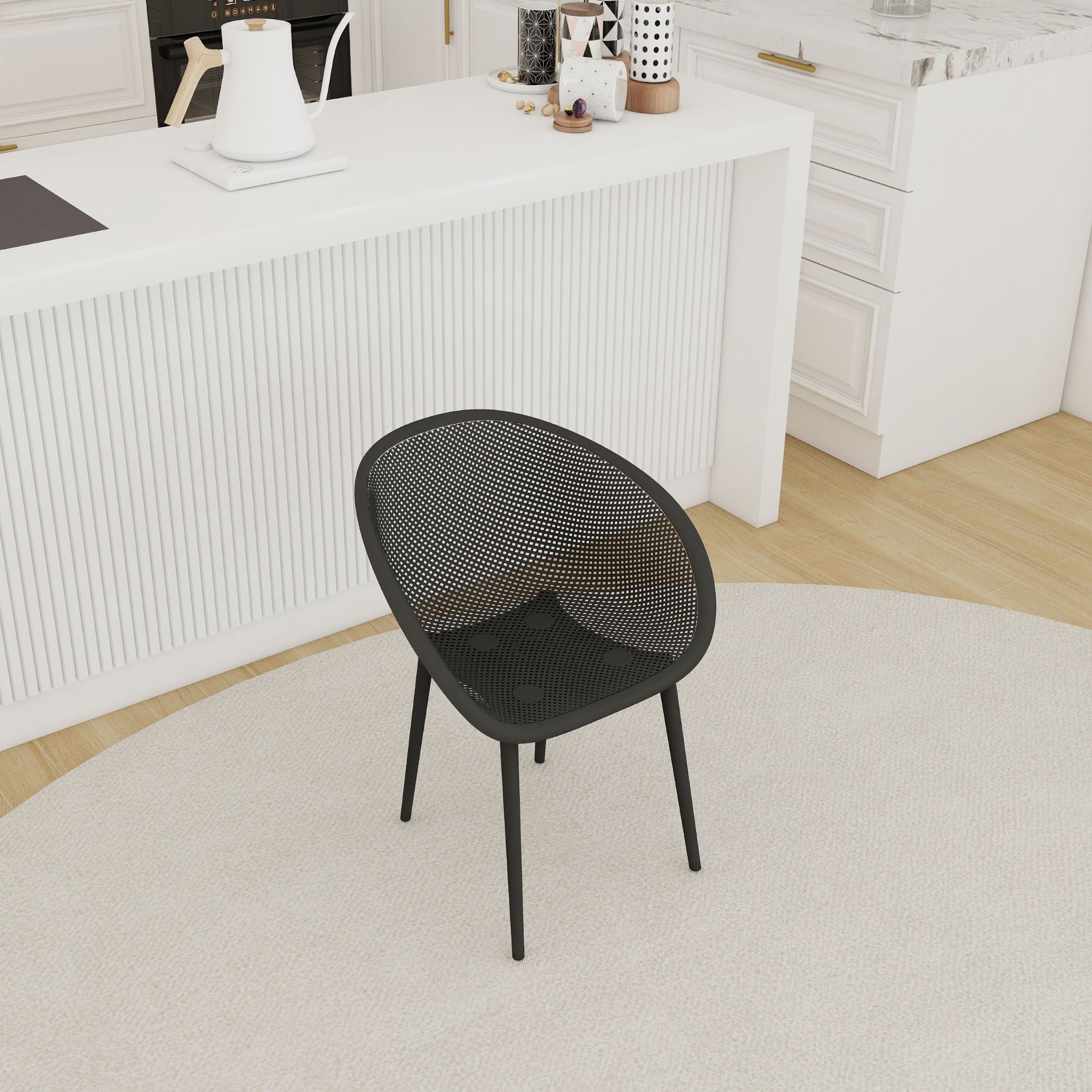 2 Piece Durable Single Chair With Mesh Hollow Out Design