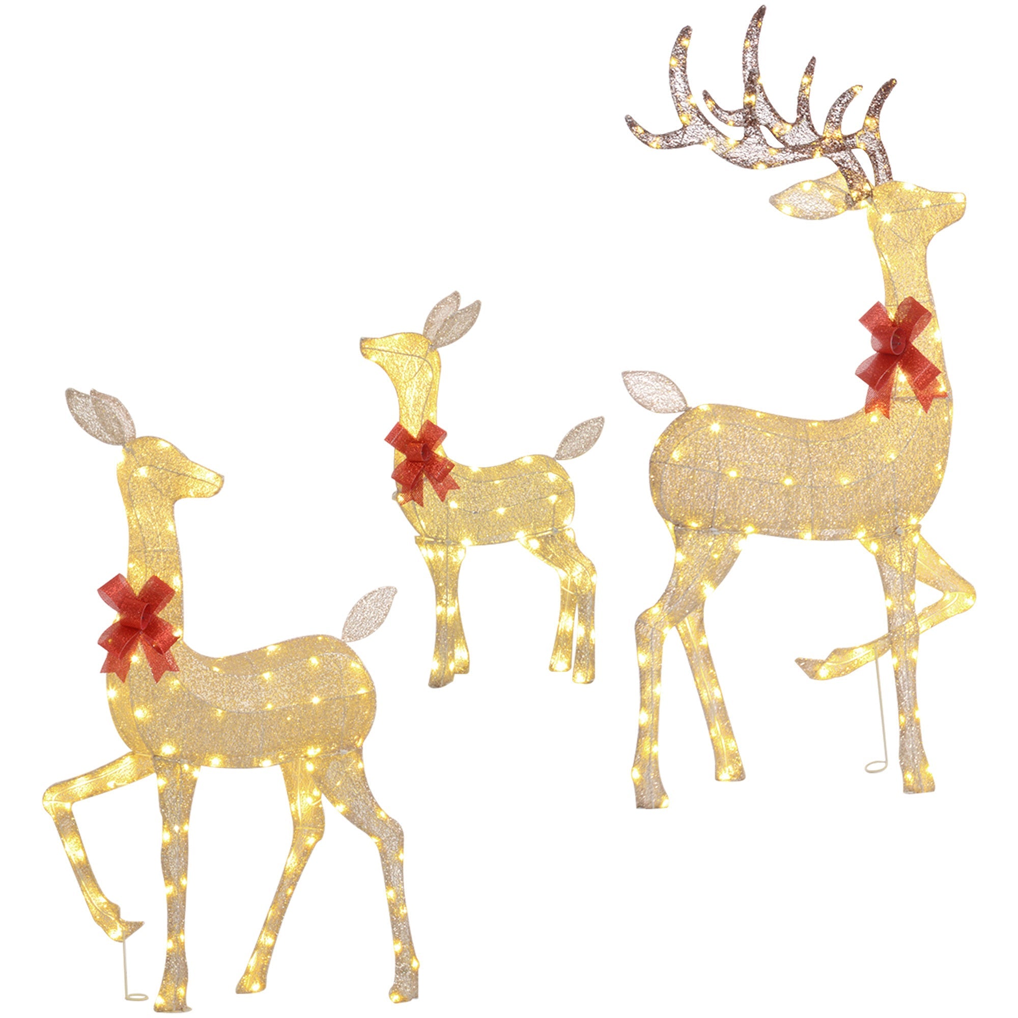 4.5ft 3-Piece Illuminated Holiday Deer Family- 3 LED Light Modes
