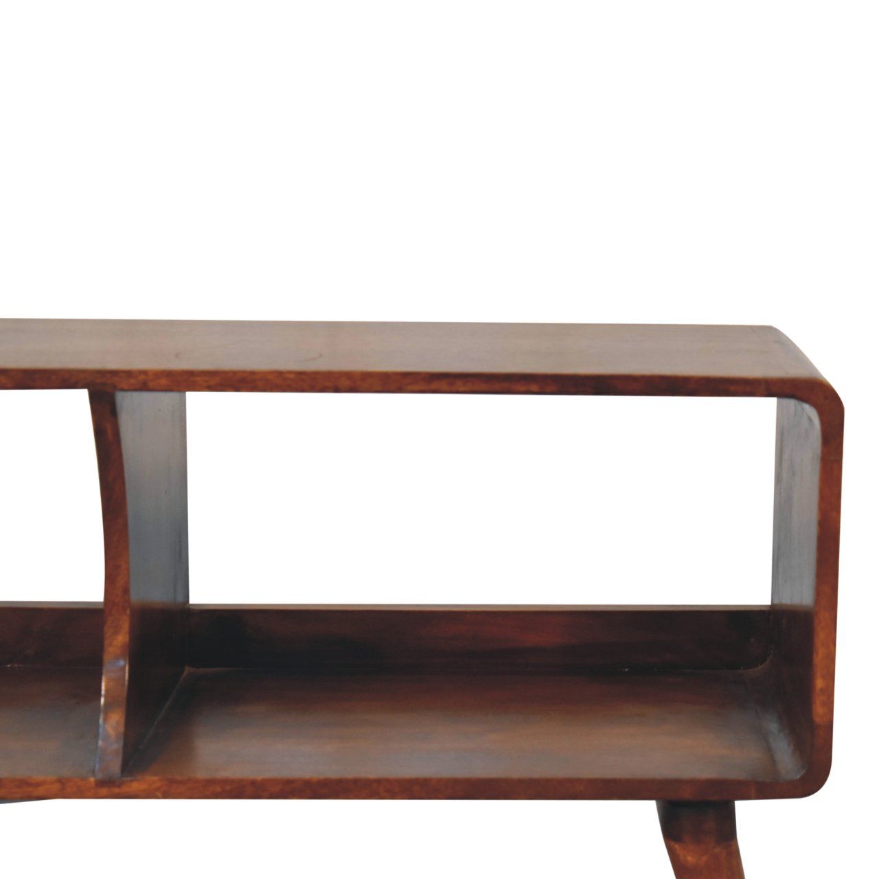 Curved Double Slot Media Unit - Dark Brown - Best Buy Furniture