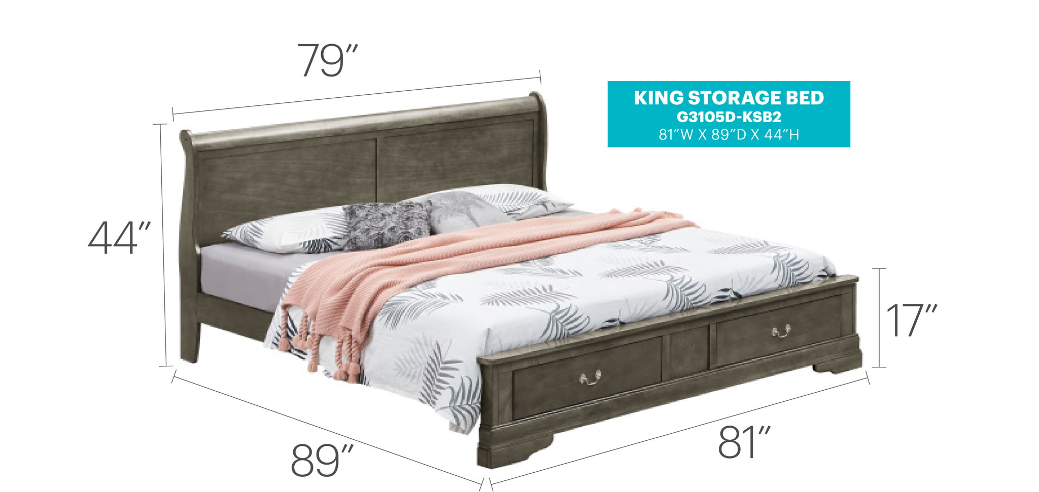 Louis Phillipe - Storage Bed