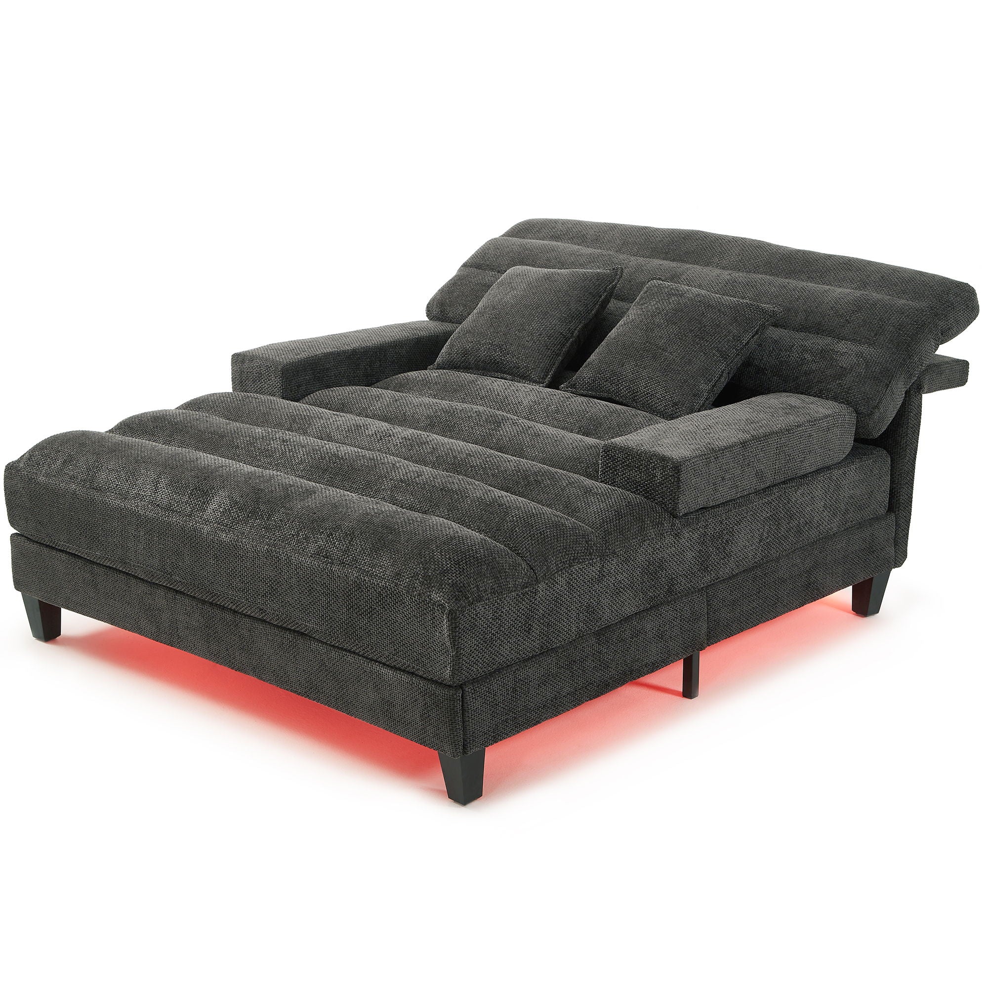 Chaise Bed Lounge Sofa Chair With Adjustable Backrest And LED Light Strip