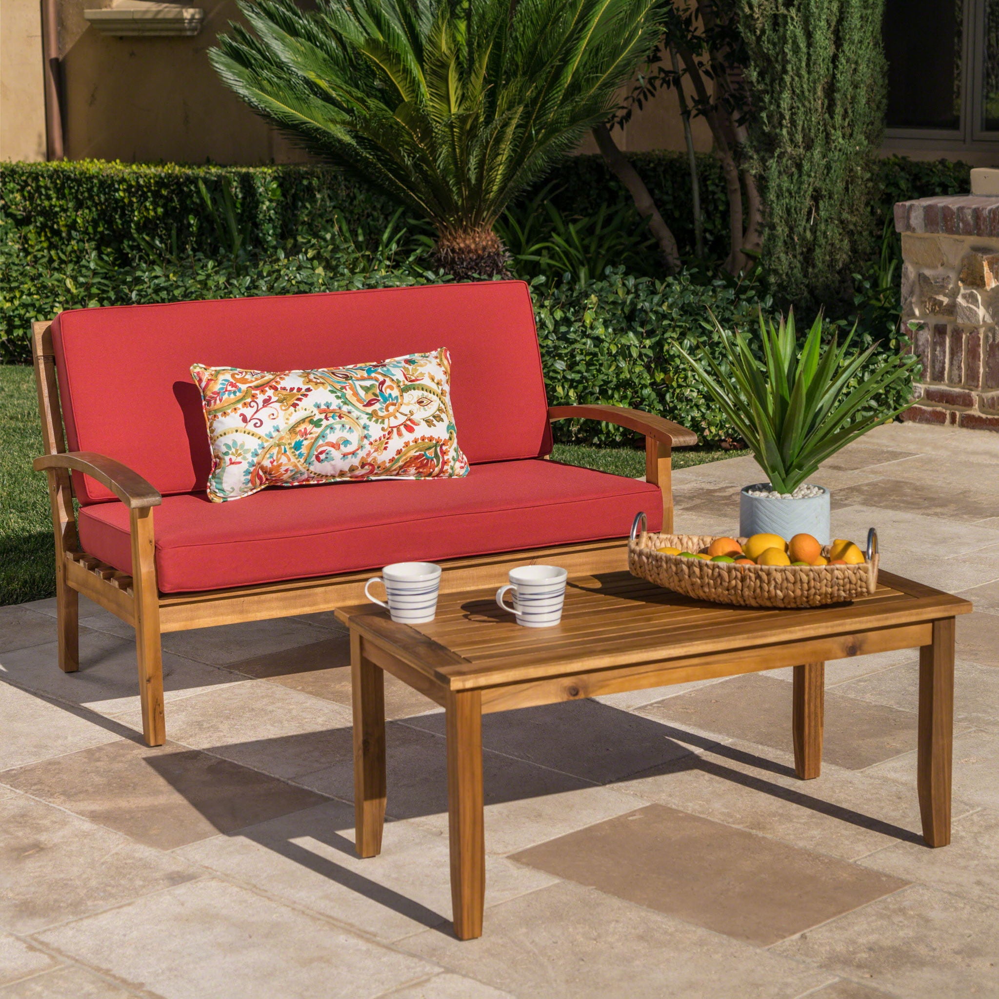 Outdoor Chat Set With Coffee Table And Loveseat