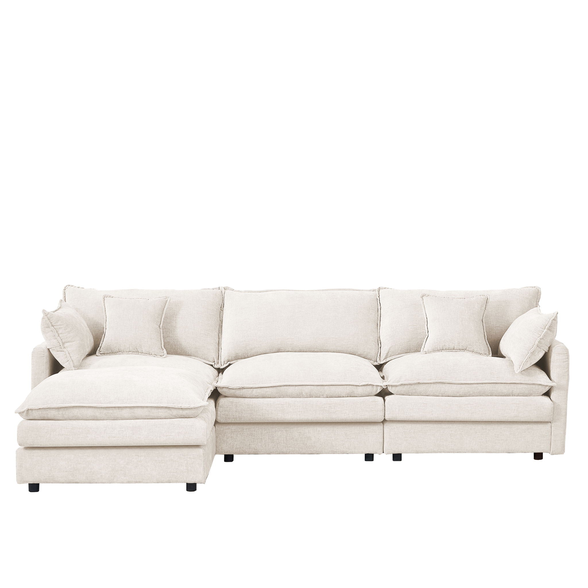 Modular L-Shaped Sectional Sofa With Movable Ottoman