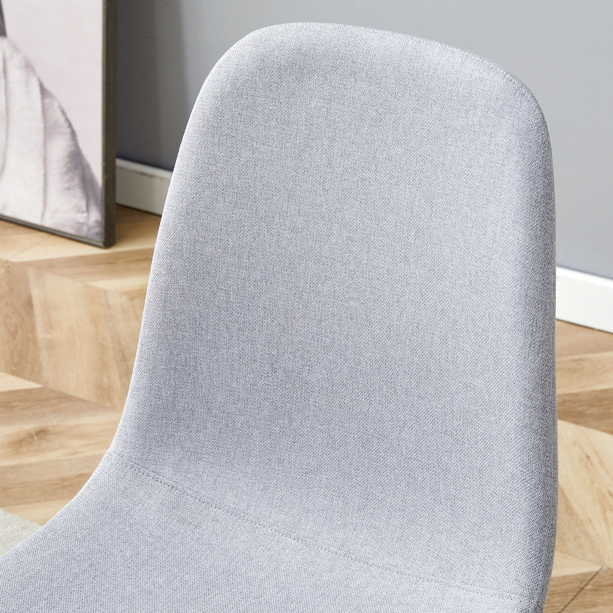 Modern Medieval Style Cushioned Side Chairs Set With Black Metal Legs For Kitchens