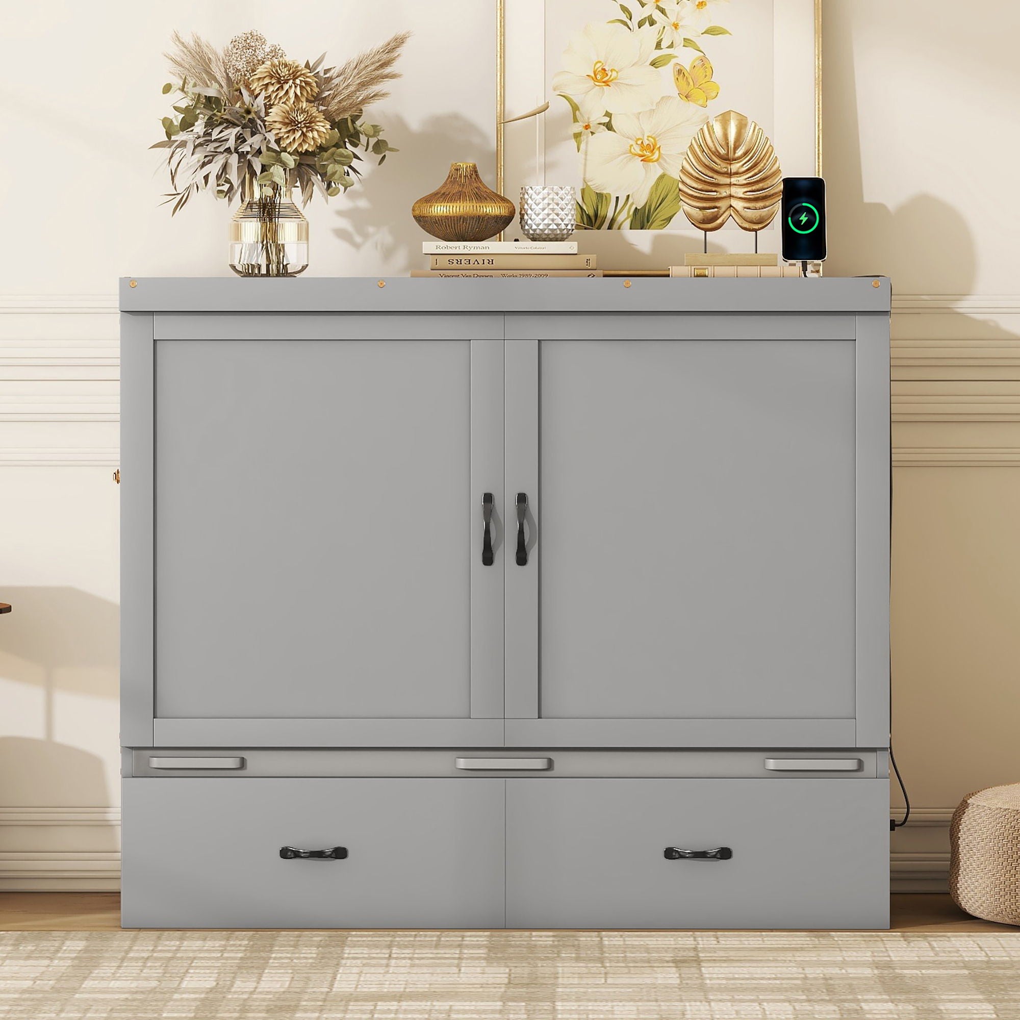 Murphy Bed With USB Port And A Large Drawer