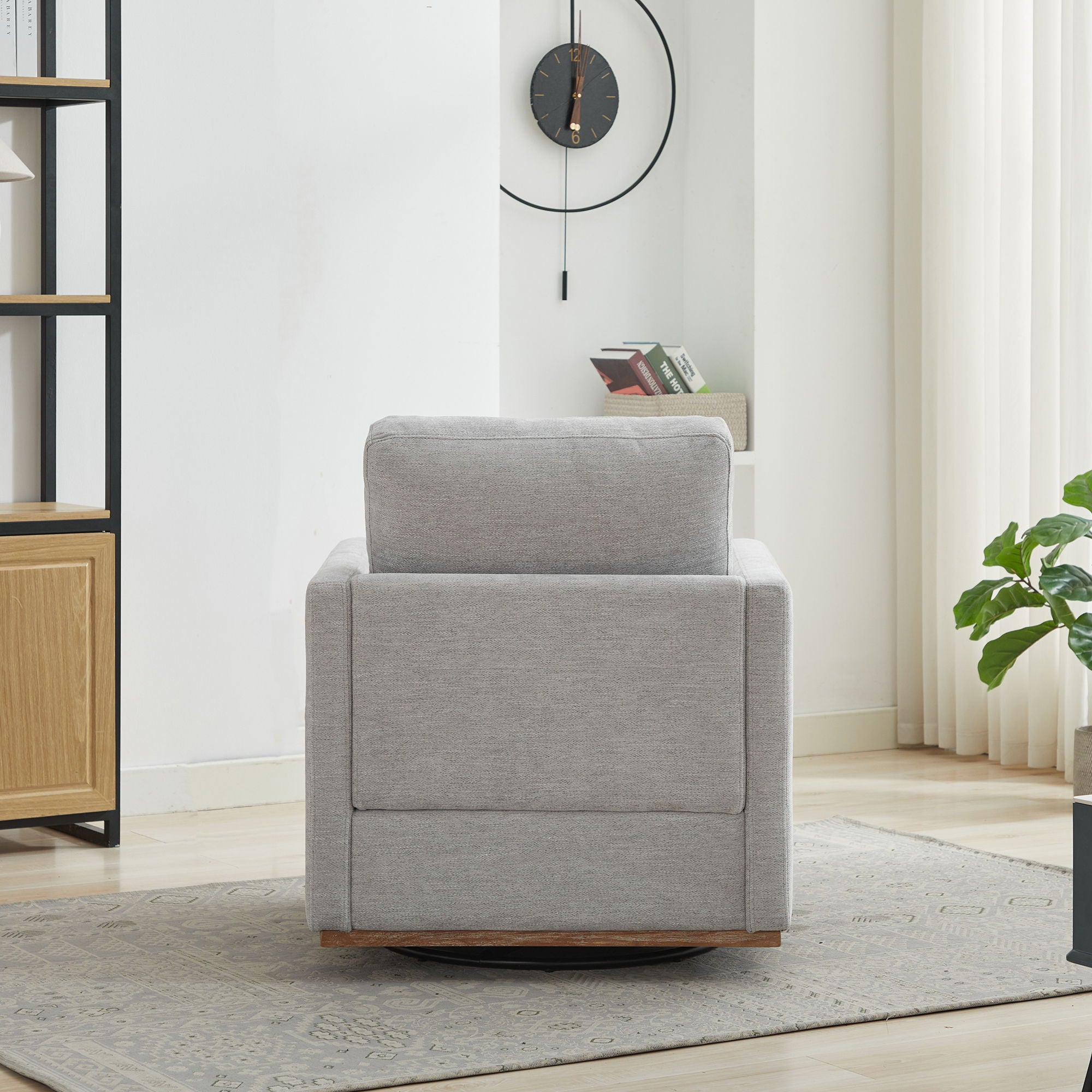 Square Upholstered Swivel Accent Chair For Living Room