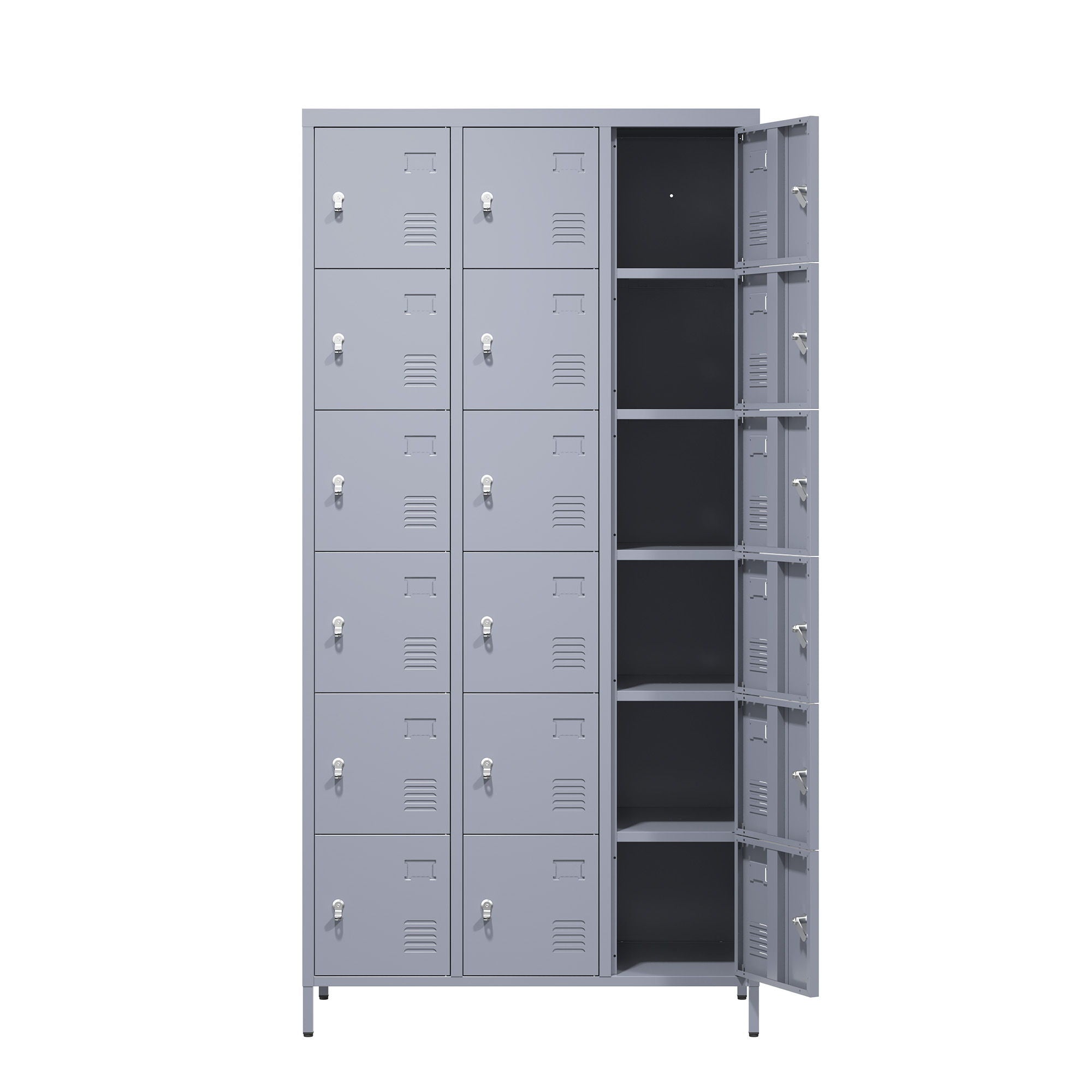 Lockers 18 Door With Lock For Employees, Storage Cabinet For Home Gym Office School Garage - Gray
