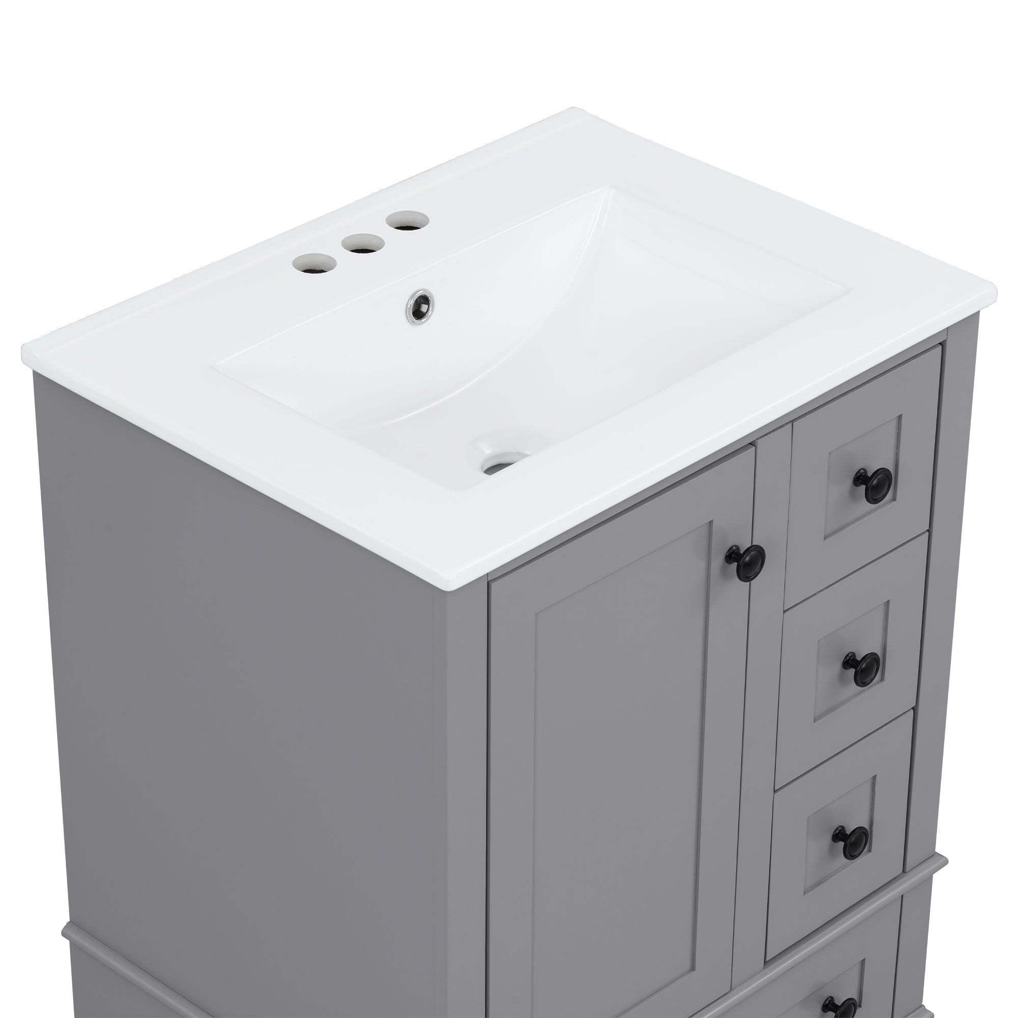 Bathroom Vanity With Integrated Basin, Soft Close Drawers, Door Mounted Double Layer Shelf
