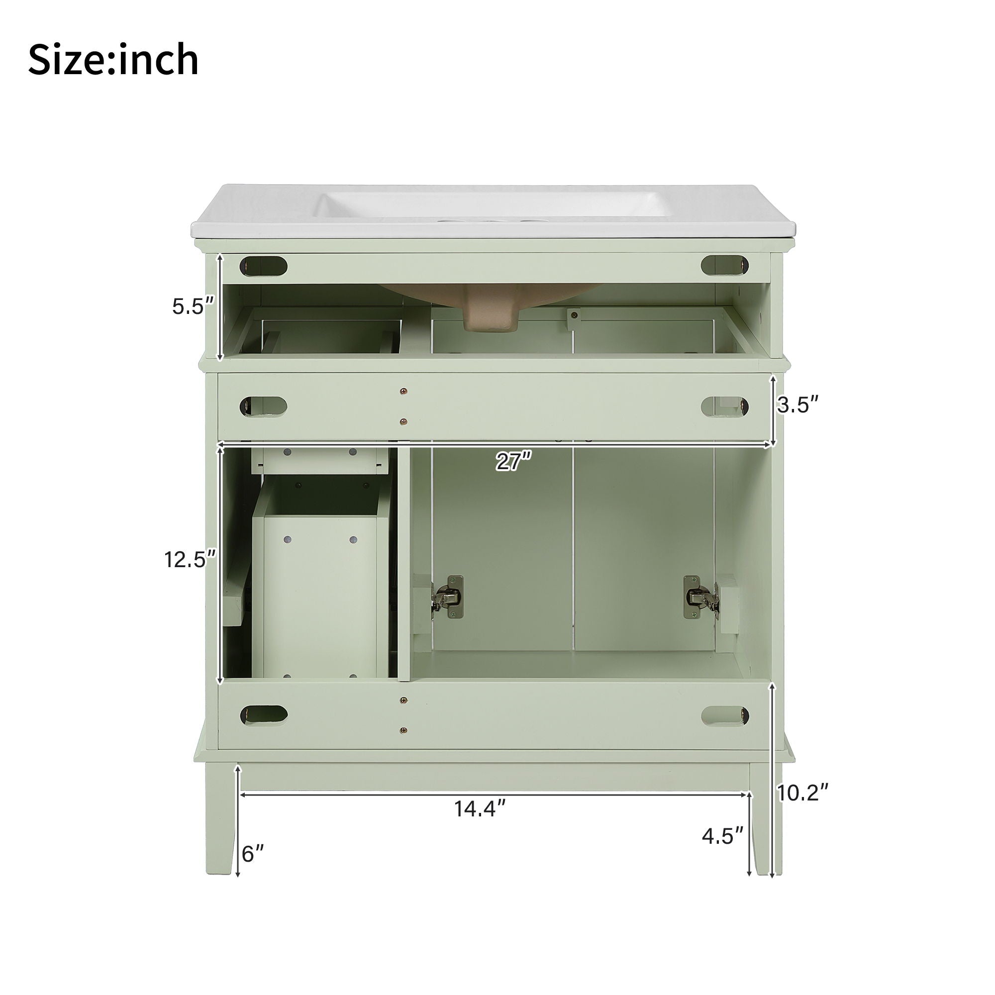Modern Bathroom Vanity With Ceramic Sink, Soft Close Storage Cabinet