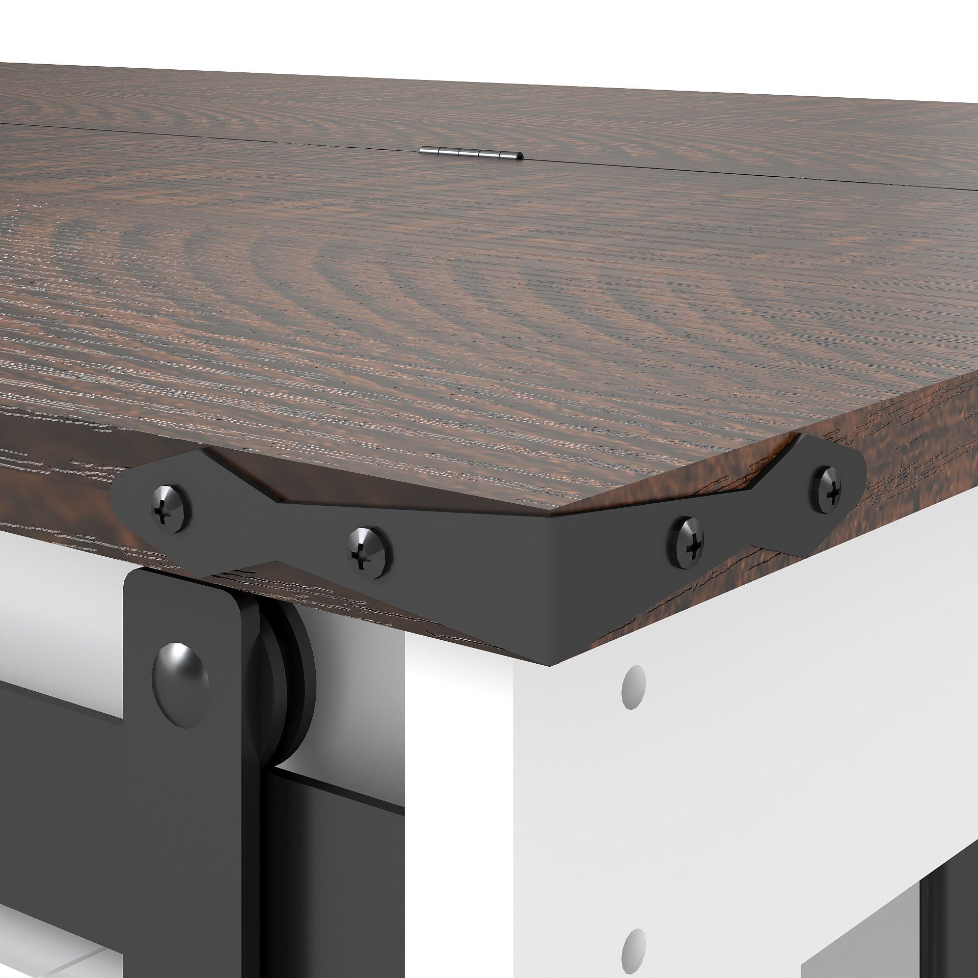 Mobile Dog Crate With Flip Top Feeding Door, Dual Access & 5 Caster System (2 Locking) - Brown White