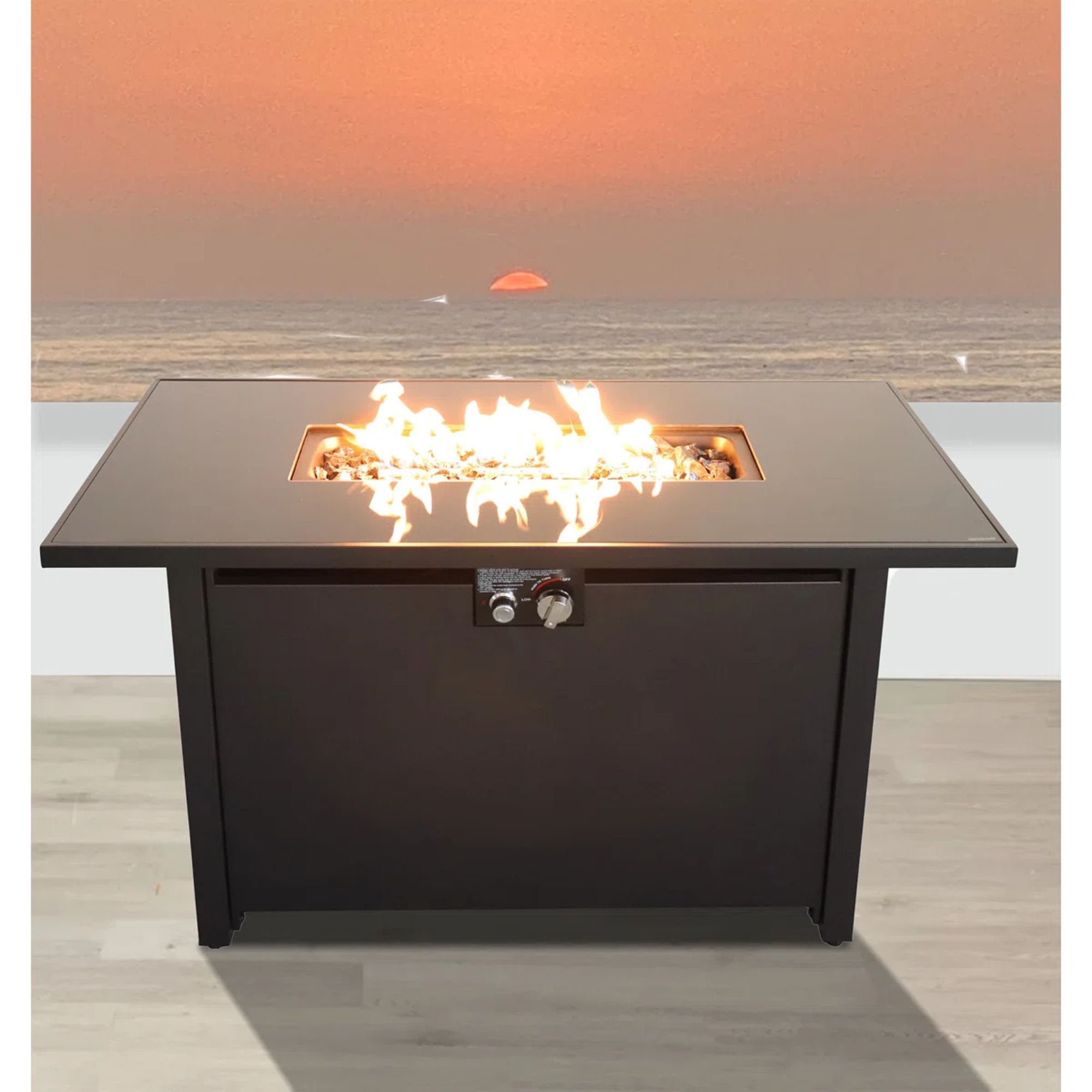 Rectangle Fire Pit, Fuel Versatility - Black - Best Buy Furniture