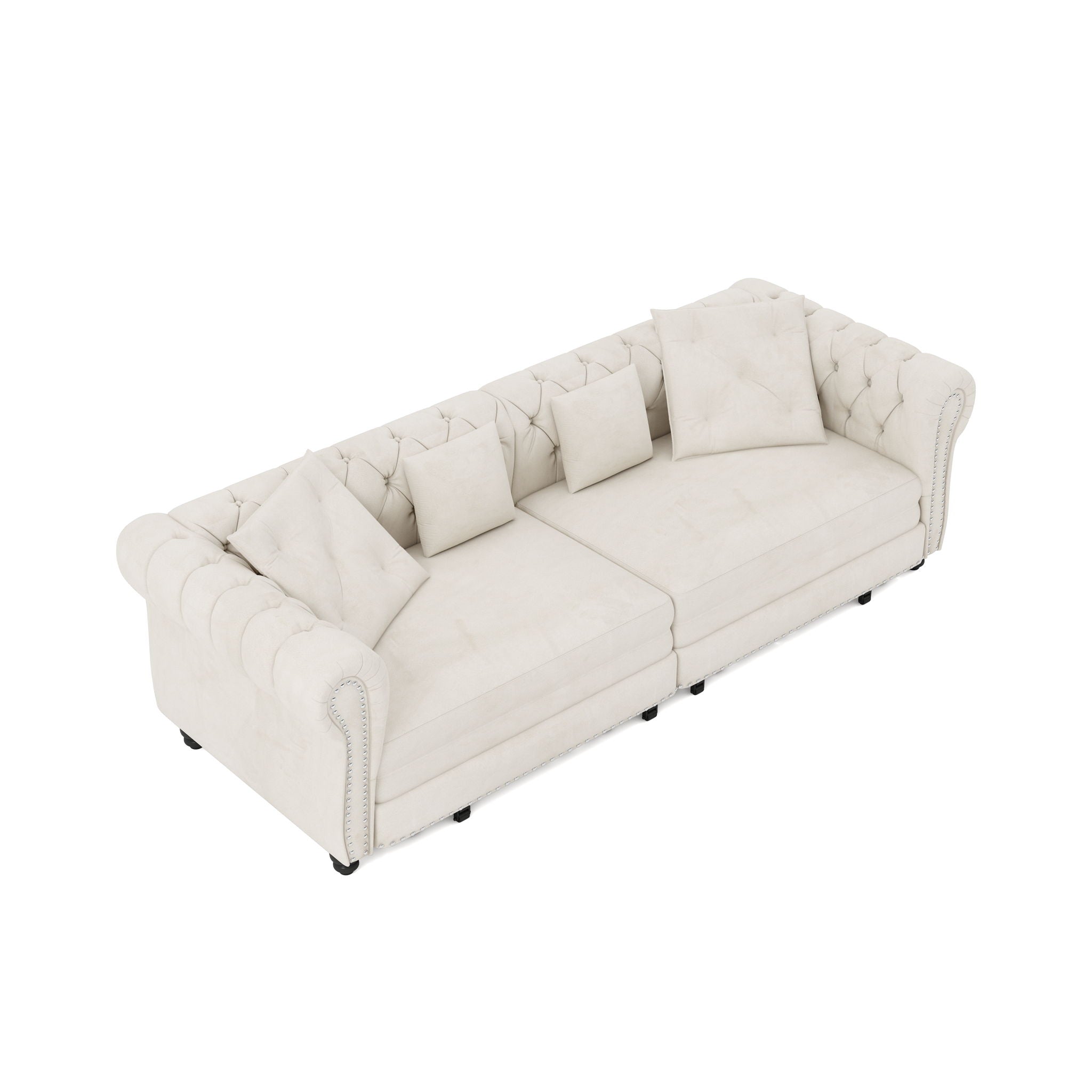 3 In 1 Pull Out Sofa Bed, Convertible Sleeper Sofa Bed, 3 Seater Sofa With Movable Ottoman - Beige