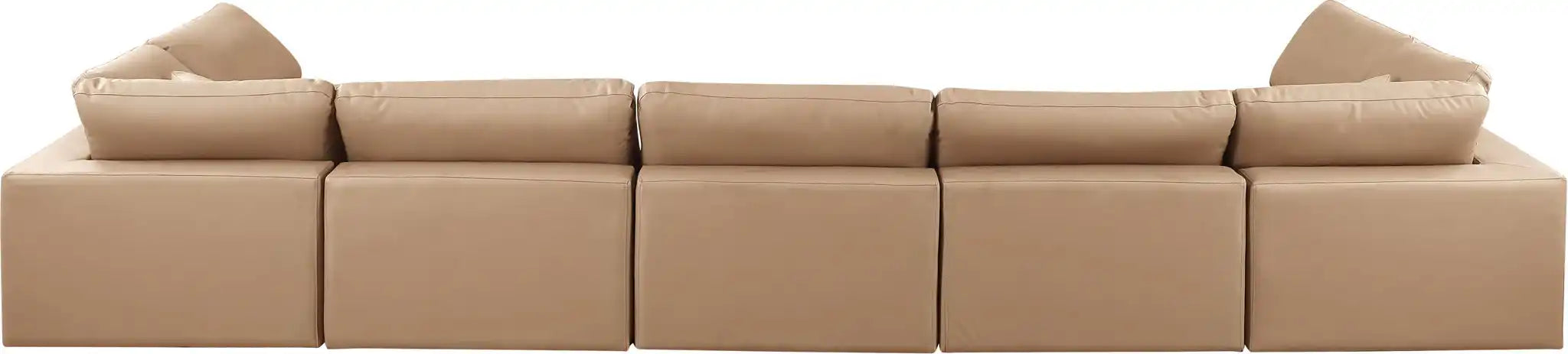 Comfy - 7 Piece Faux Leather Modular Armless Sectional - Tan