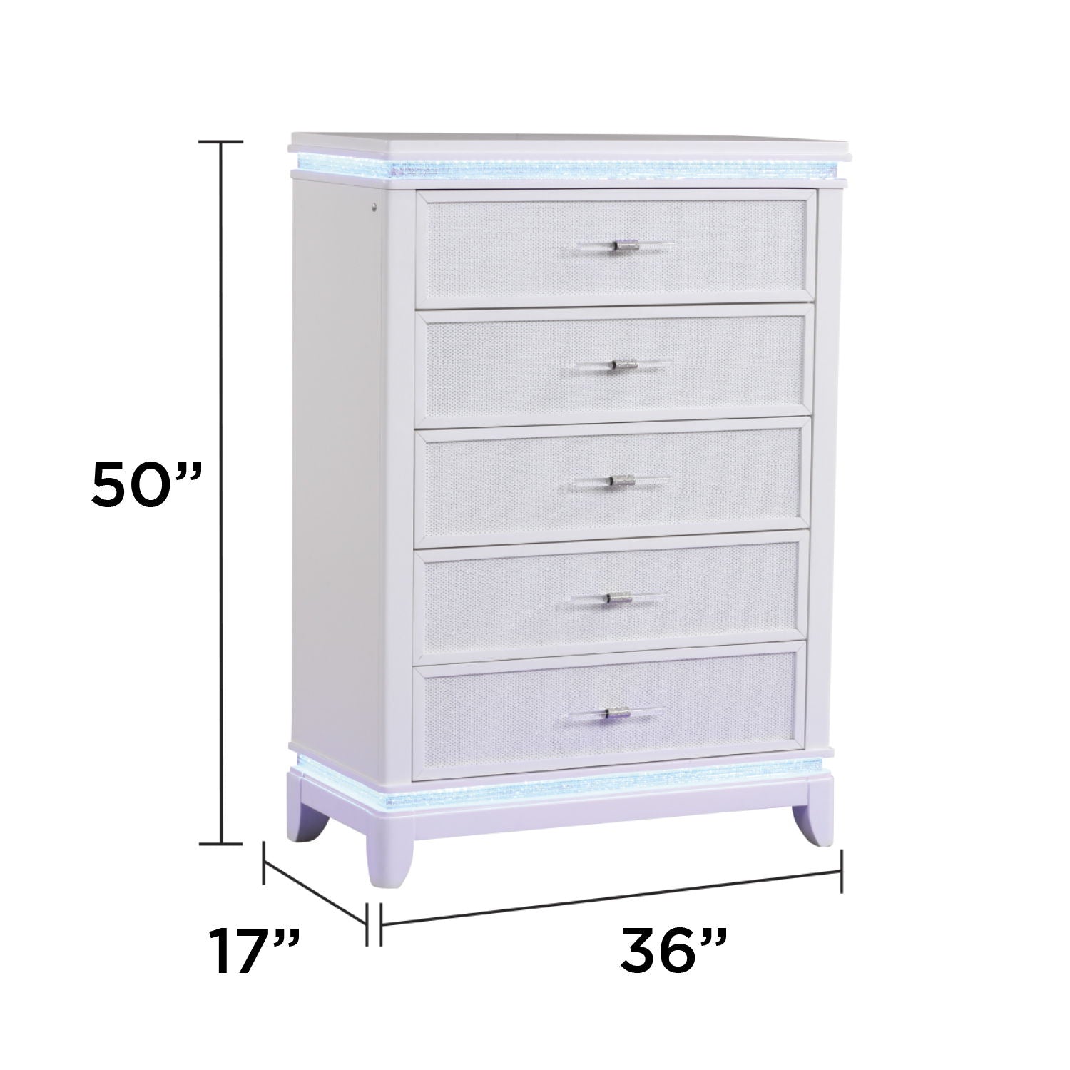 Opium - 5 Drawer Chest - White