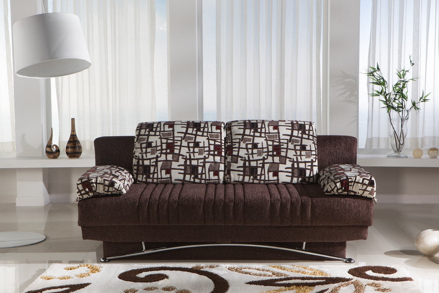 Luxury comfort of the Fantasy Sleeper Sofa with high-density foam and microfiber Chanelle fabric.