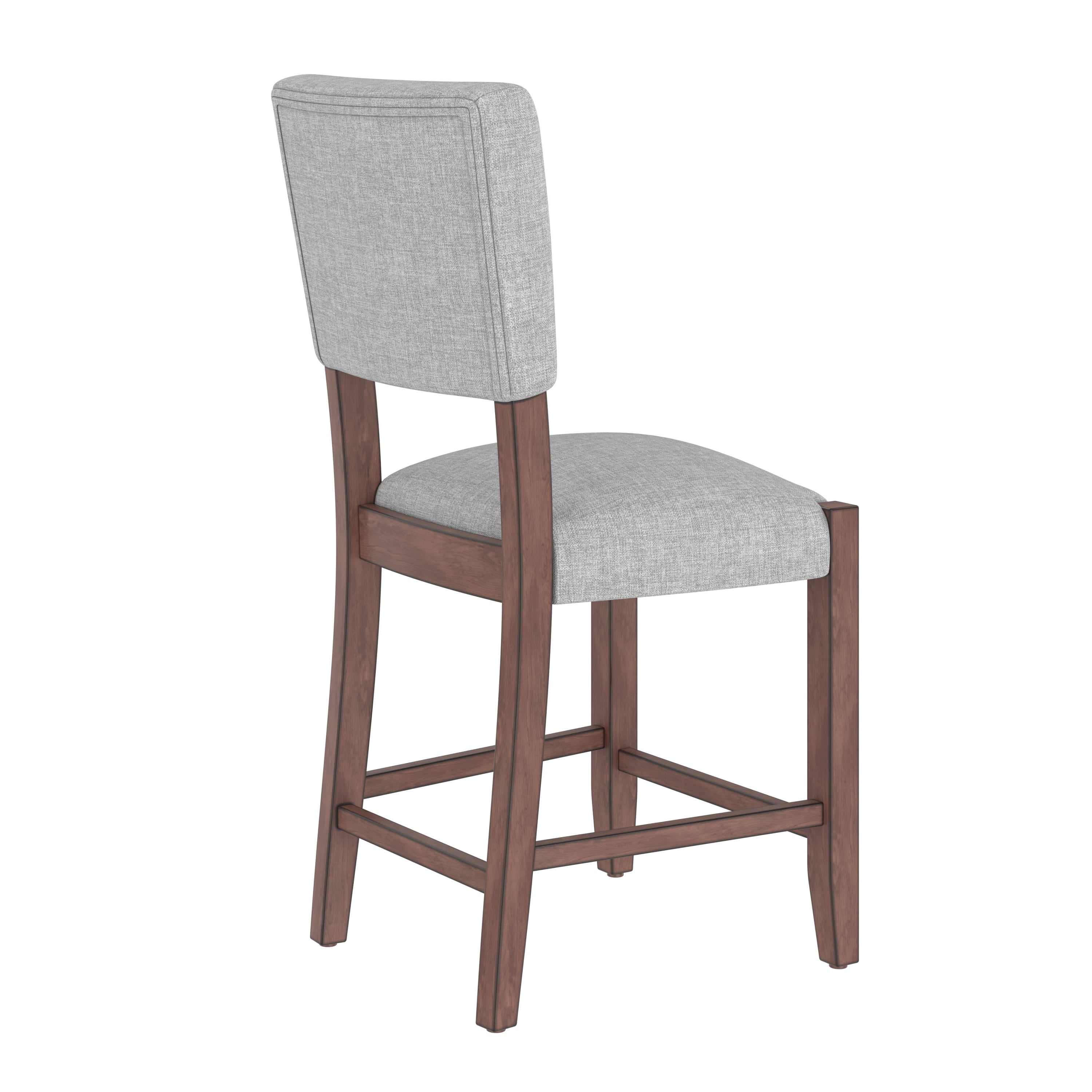 Set of 4 Mid-Century Modern Bar Stools, 40 in Linen Upholstered Counter Chairs with Rubber Wood Legs, Gray