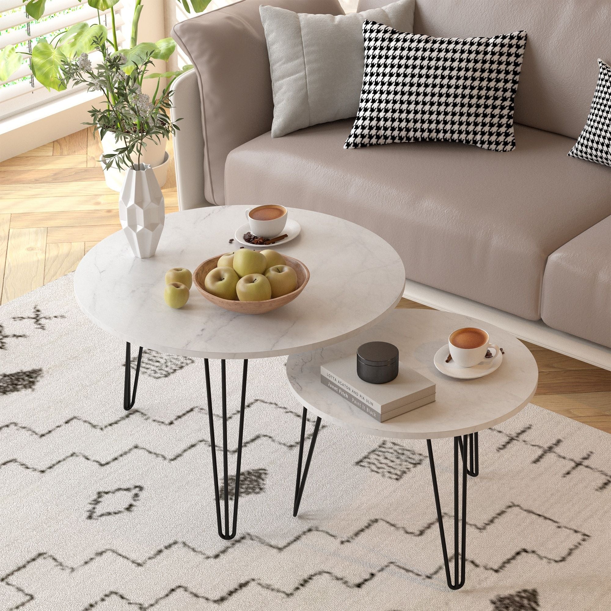 Round Nesting Coffee Table For Living Room (Set of 2)