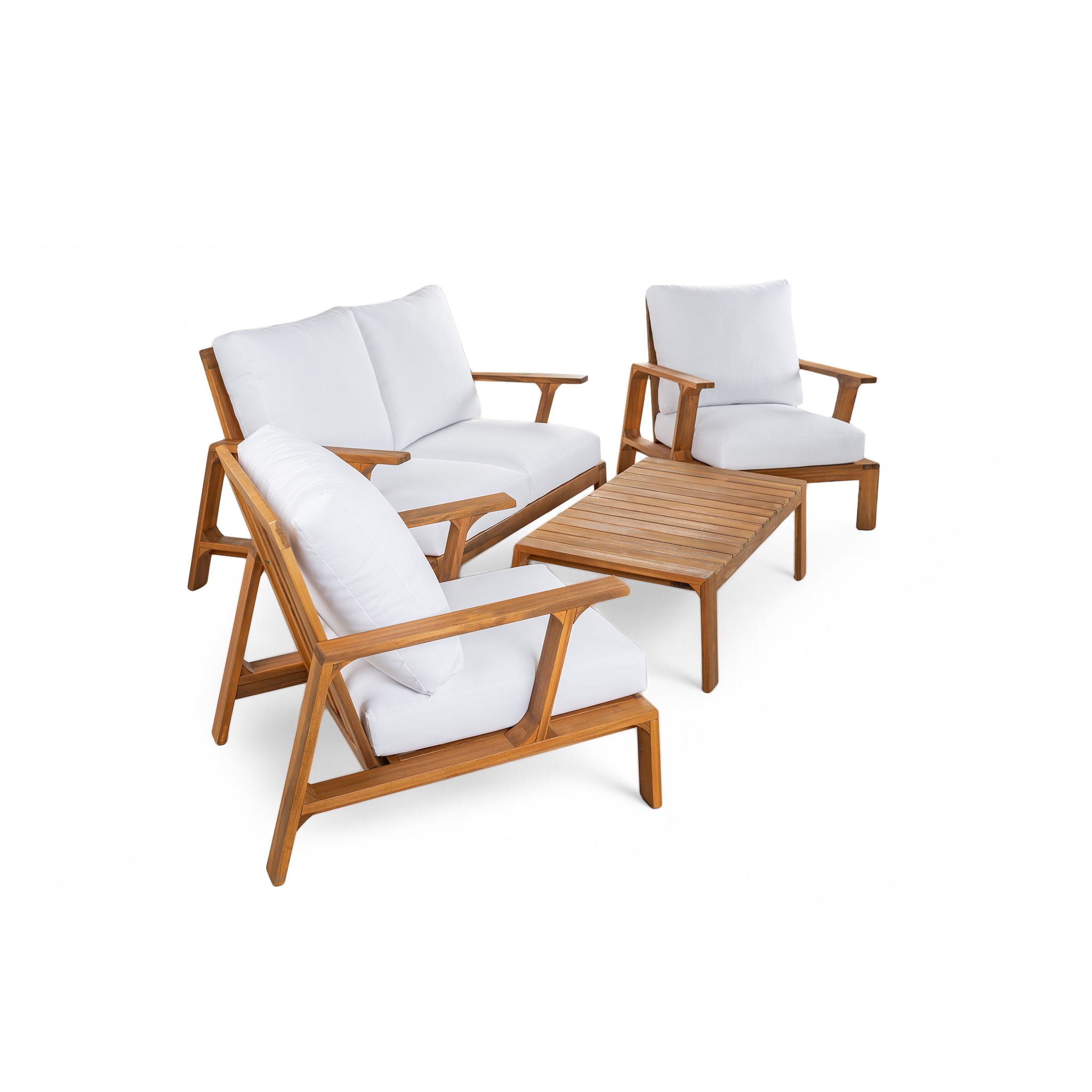 4 Piece Outdoor Sofa Set With Cushions And Coffee Table