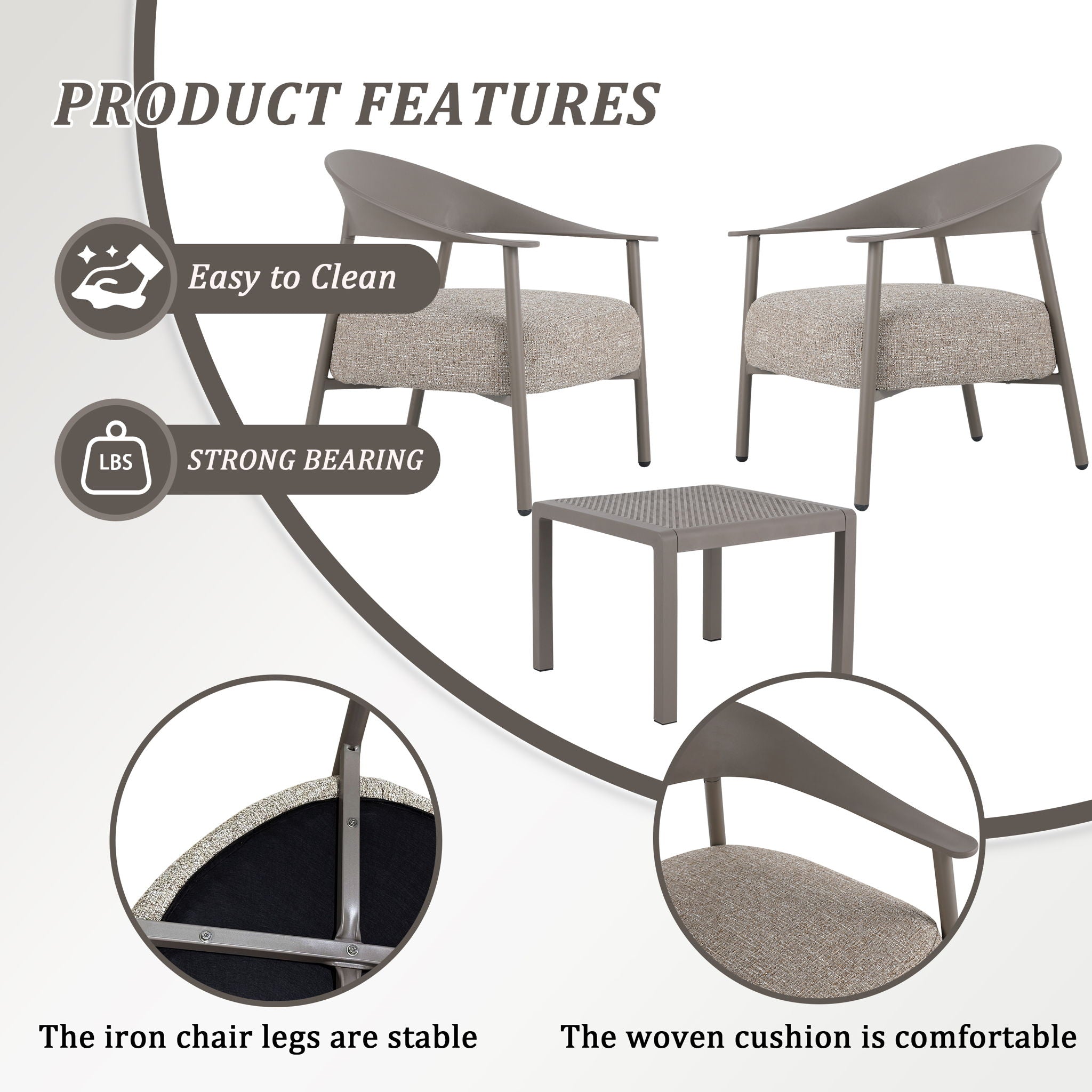 Furniture Set With Seat Cushions, Sturdy And Durable