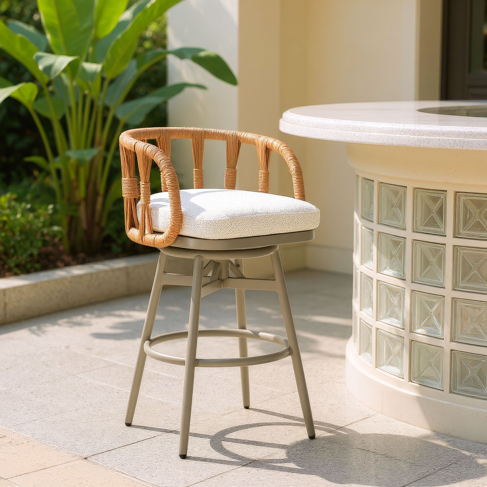 Safal - Outdoor Swivel Barstool - Multicolor