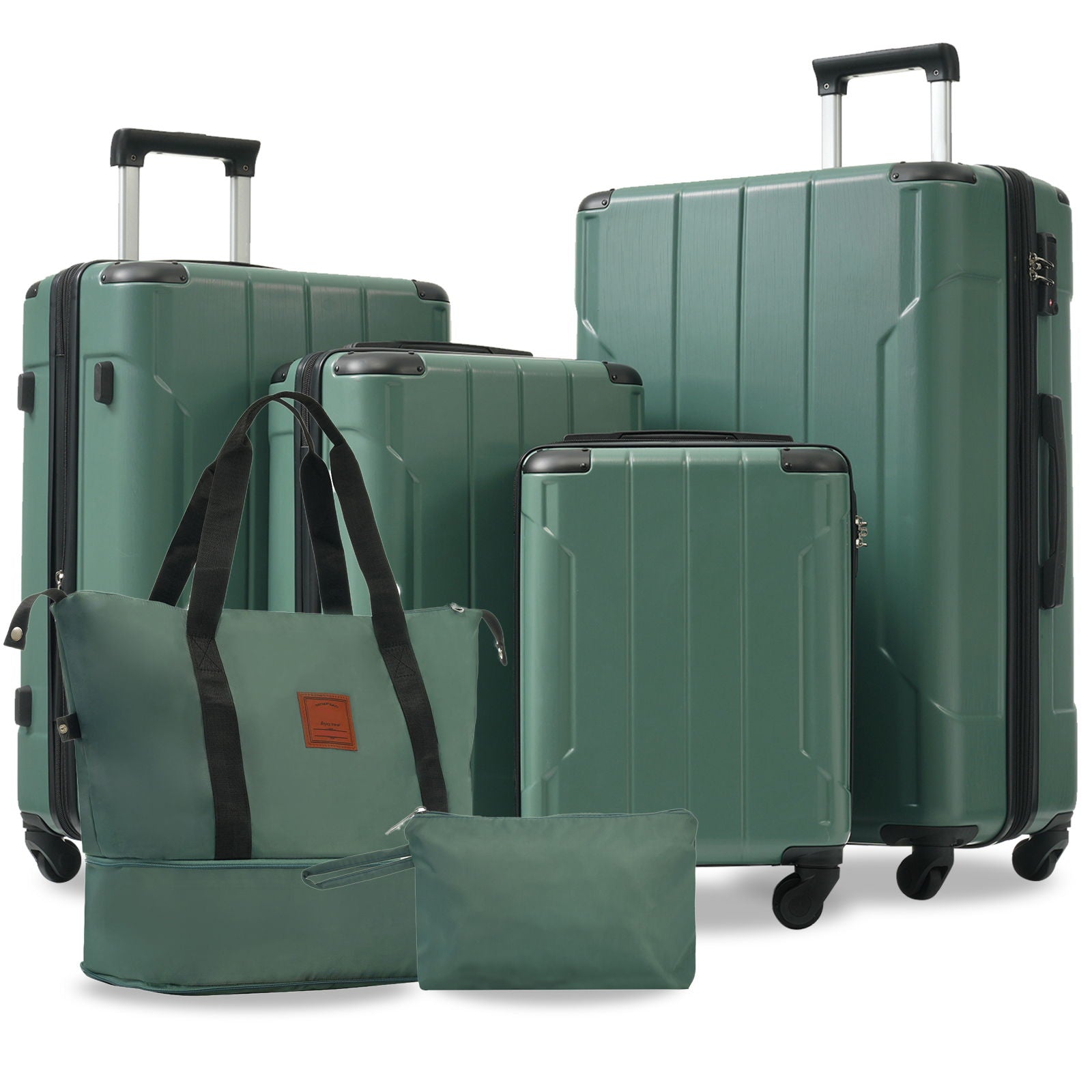 Hardshell Luggage 6 Piece Suitcase Set, Expandable Lightweight Suitcases With Wheels, Tsa Lock
