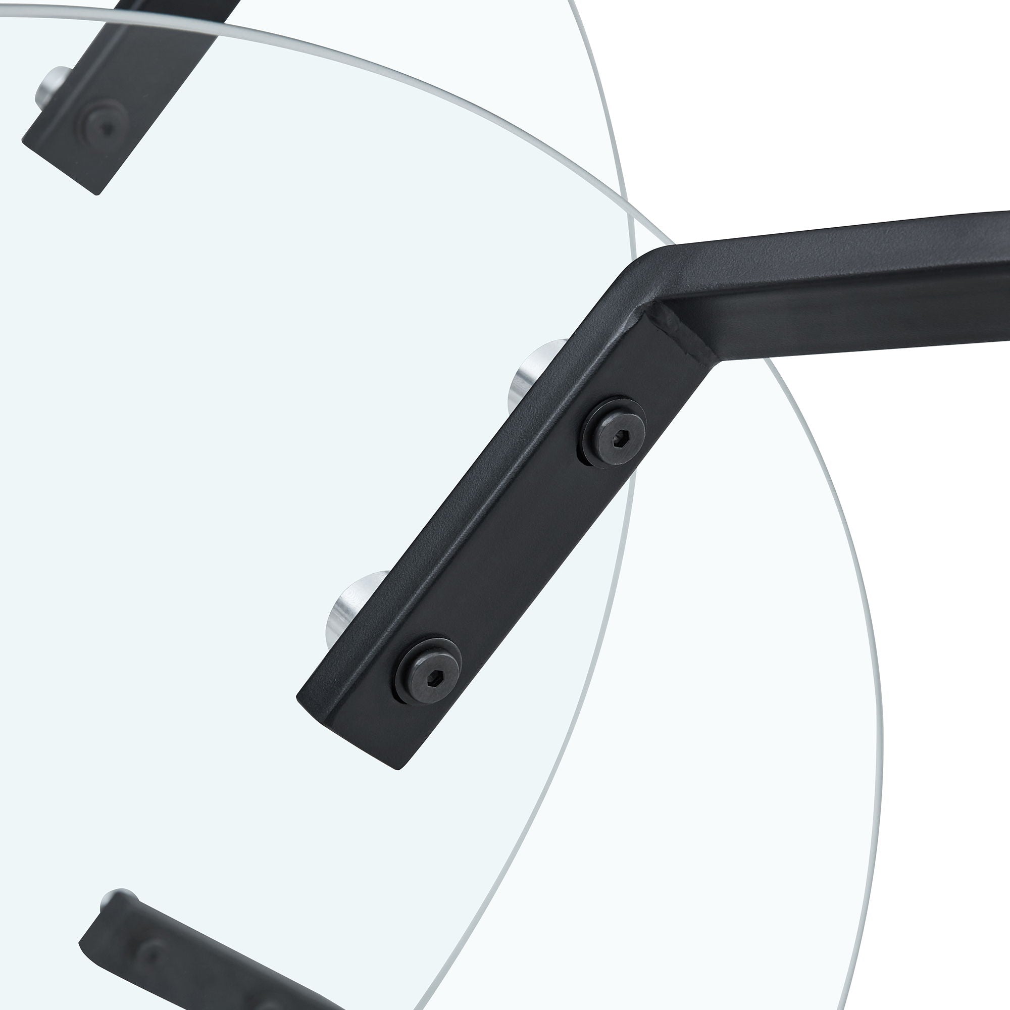 Retro Minimalist Style Metal Frame Double Layer Tempered Glass Coffee Table