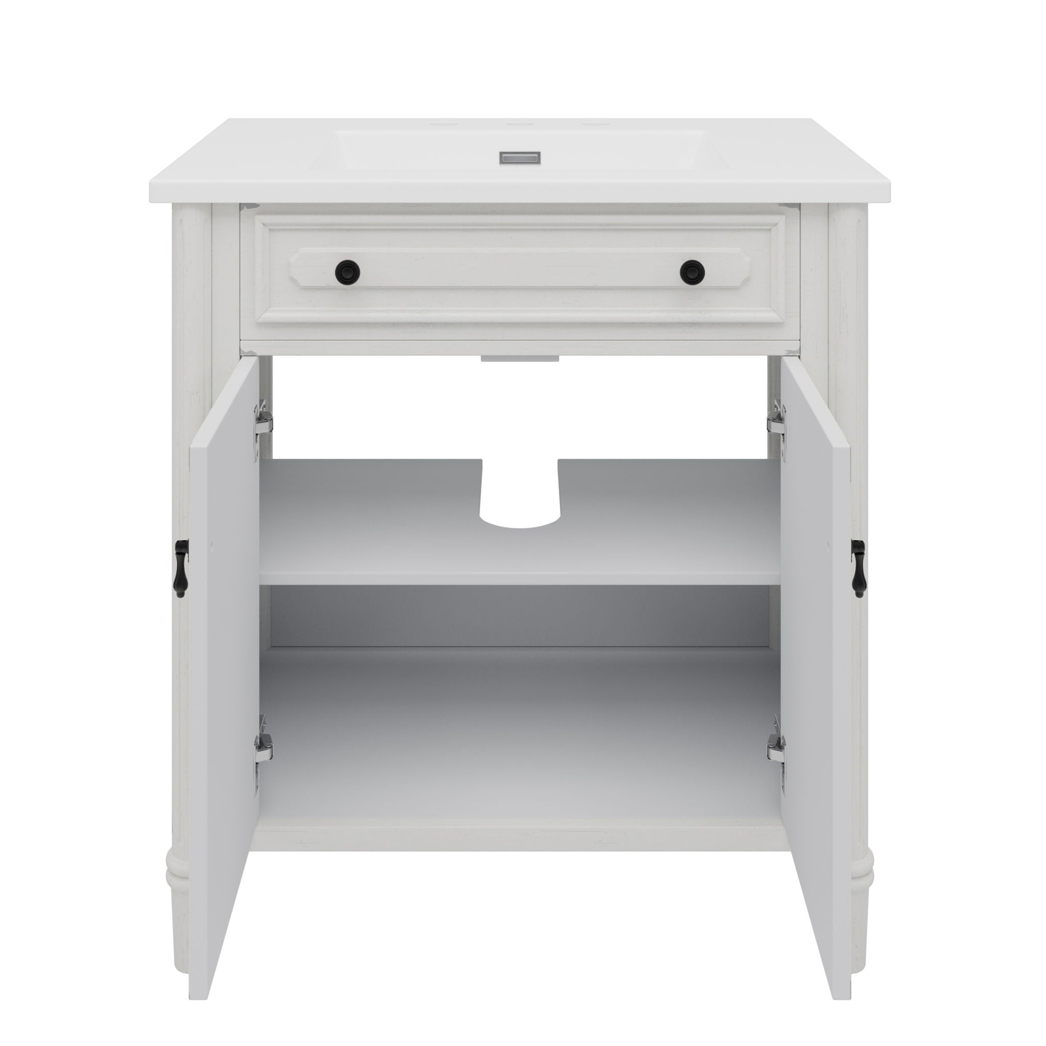 Vintage Bathroom Vanity With Sink, Rustic Cabinet With Soft Close Doors