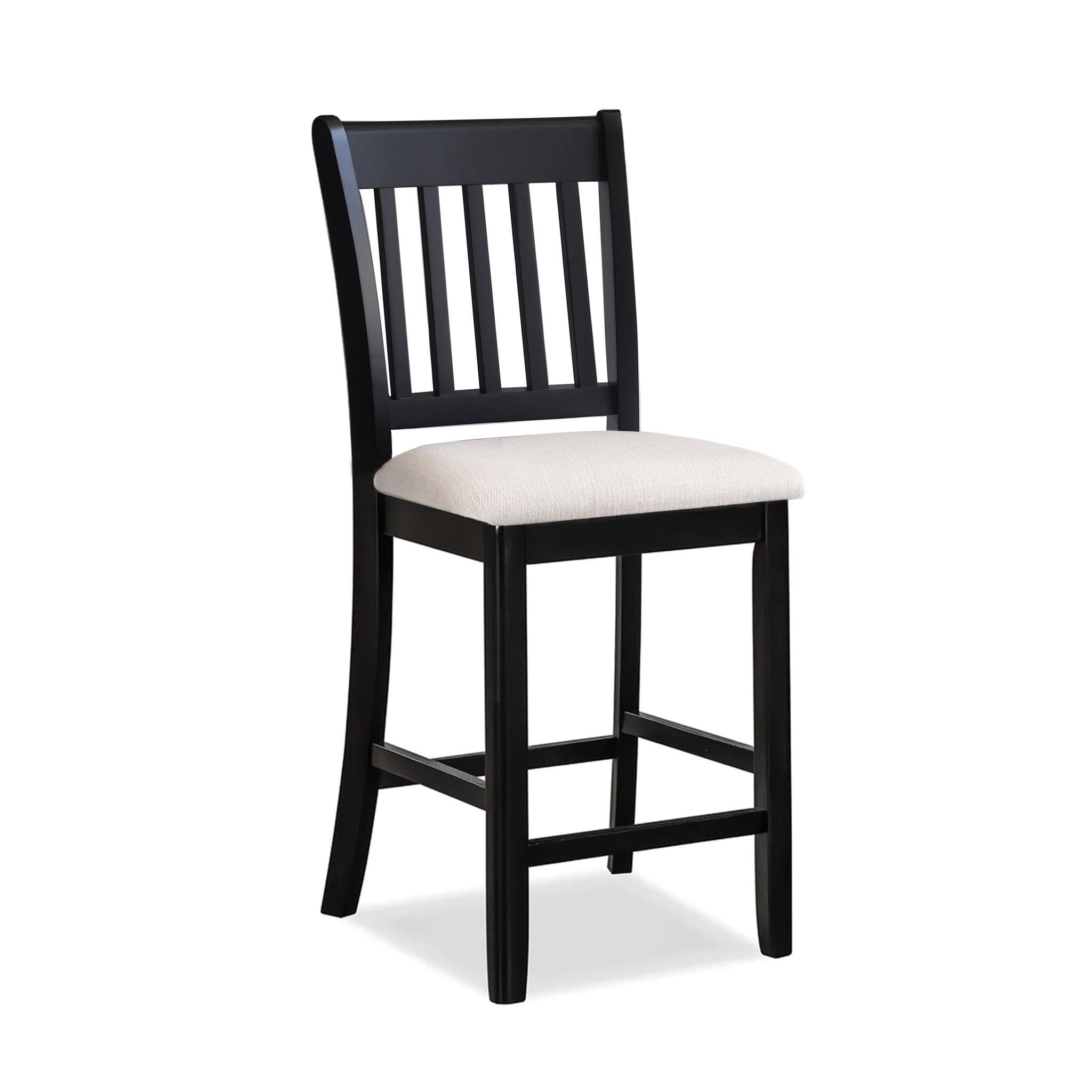 Transitional Rubberwood Dining Room Chairs (Set of 2) With Slatted Back - Black