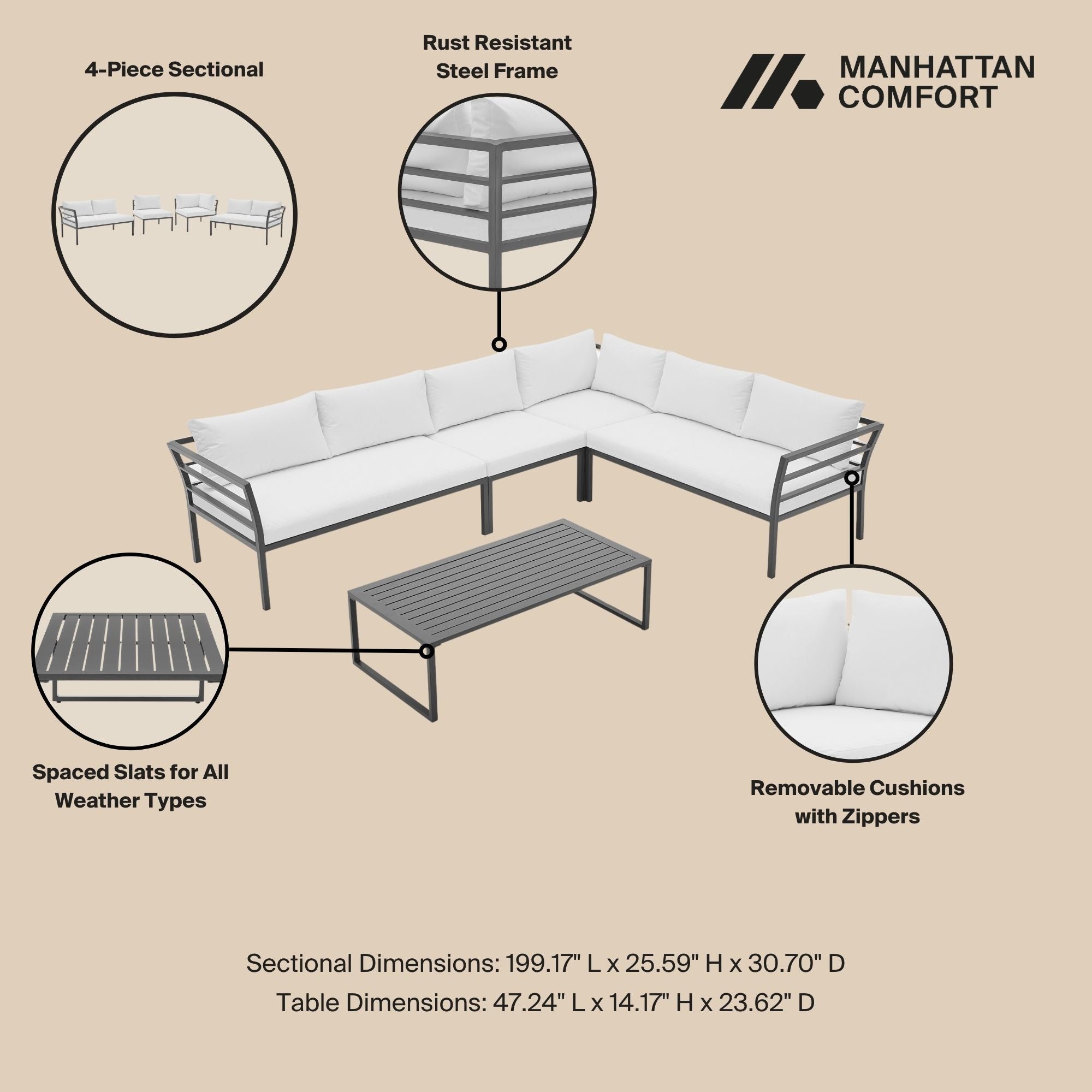 Sunnyside - 5 Piece Outdoor Conversation Set