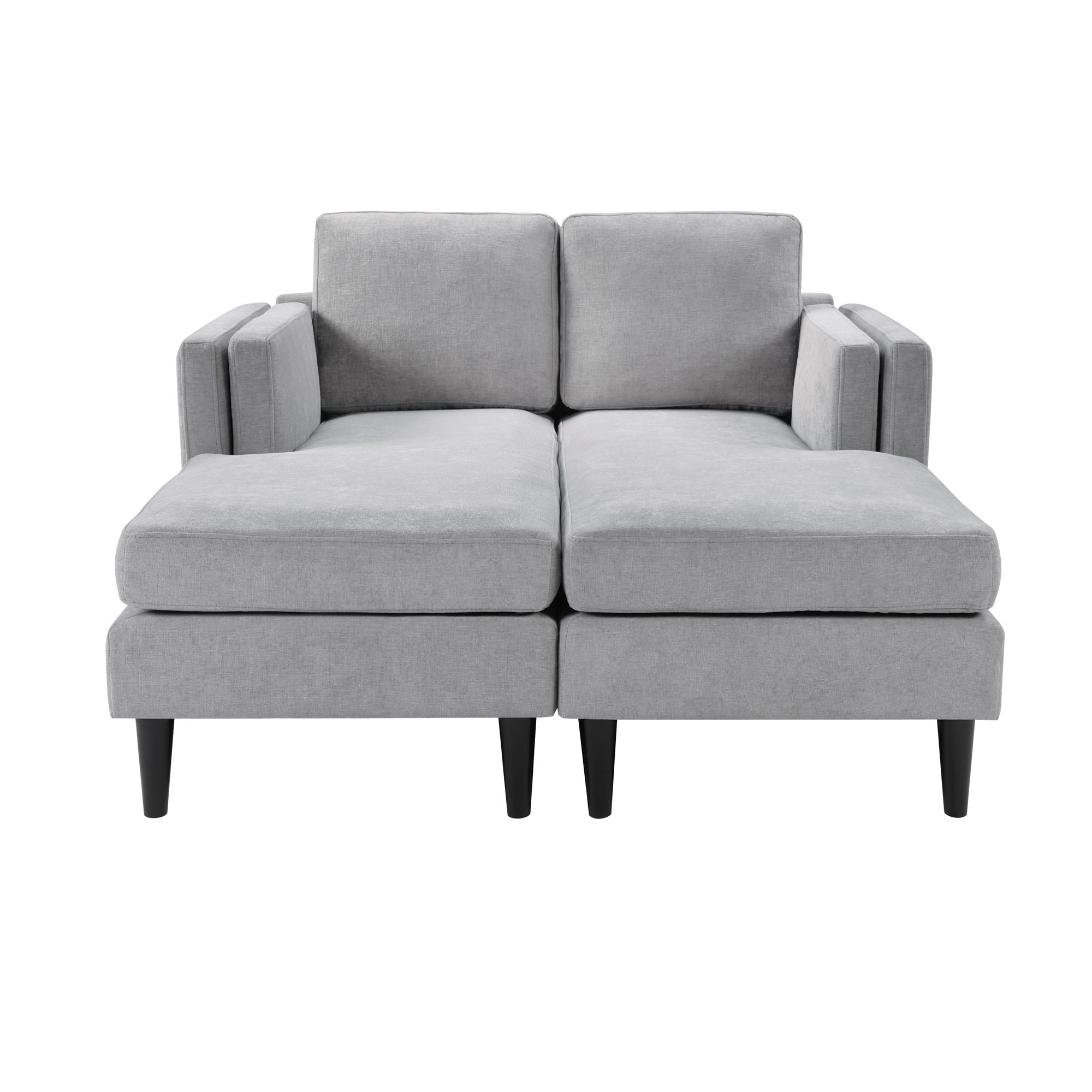 Chaise Lounge Sofa Bed With Dual Layer Armrests For Living Room