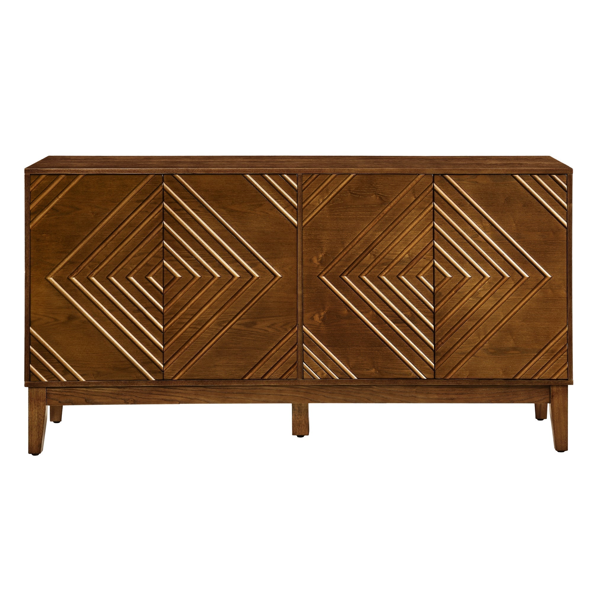 Diamond Fluted Sideboard Storage Cabinet with Adjustable Shelves