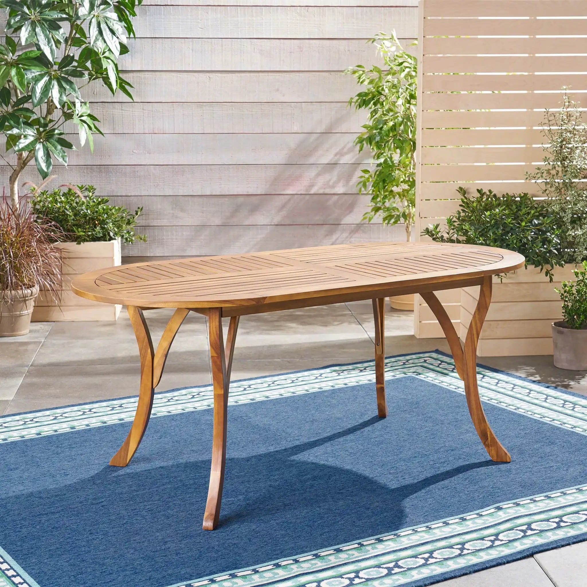 Outdoor Table With Smooth Lines, Slat Top - Best Buy Furniture