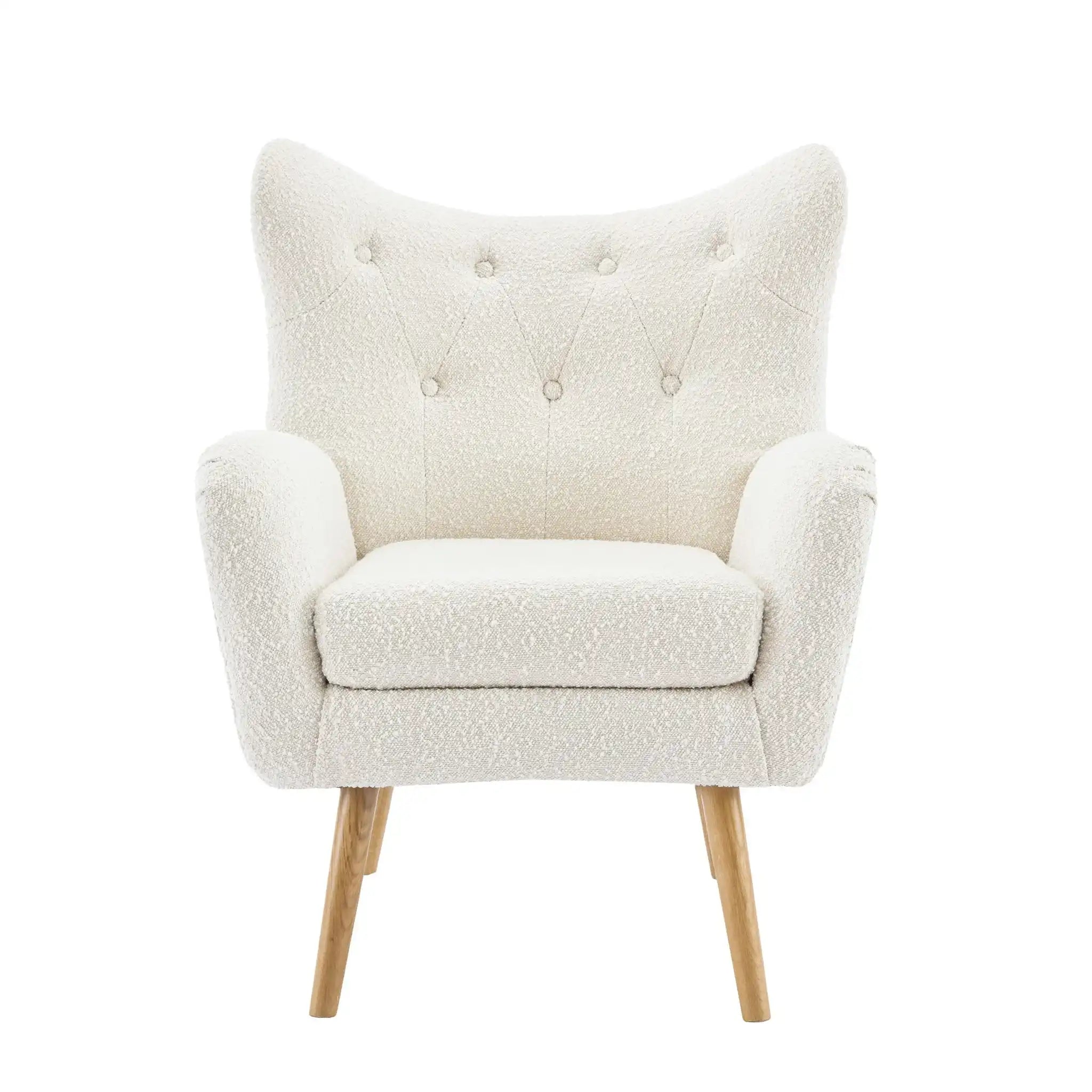 Mid - Century Modern Arm Chair With Wingback Design Wood Legs