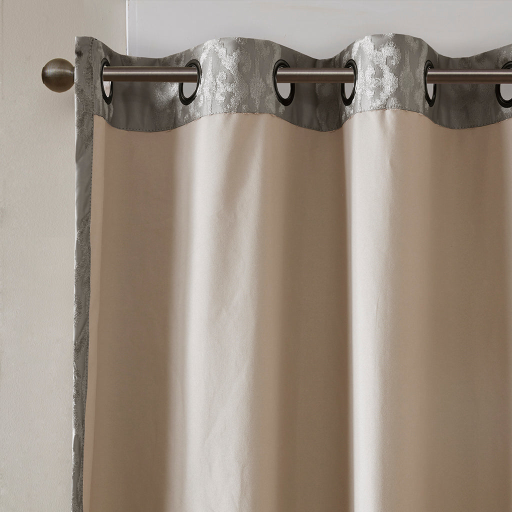Knitted jacquard damask total blackout grommet top curtain panel (only 1 pc panel)