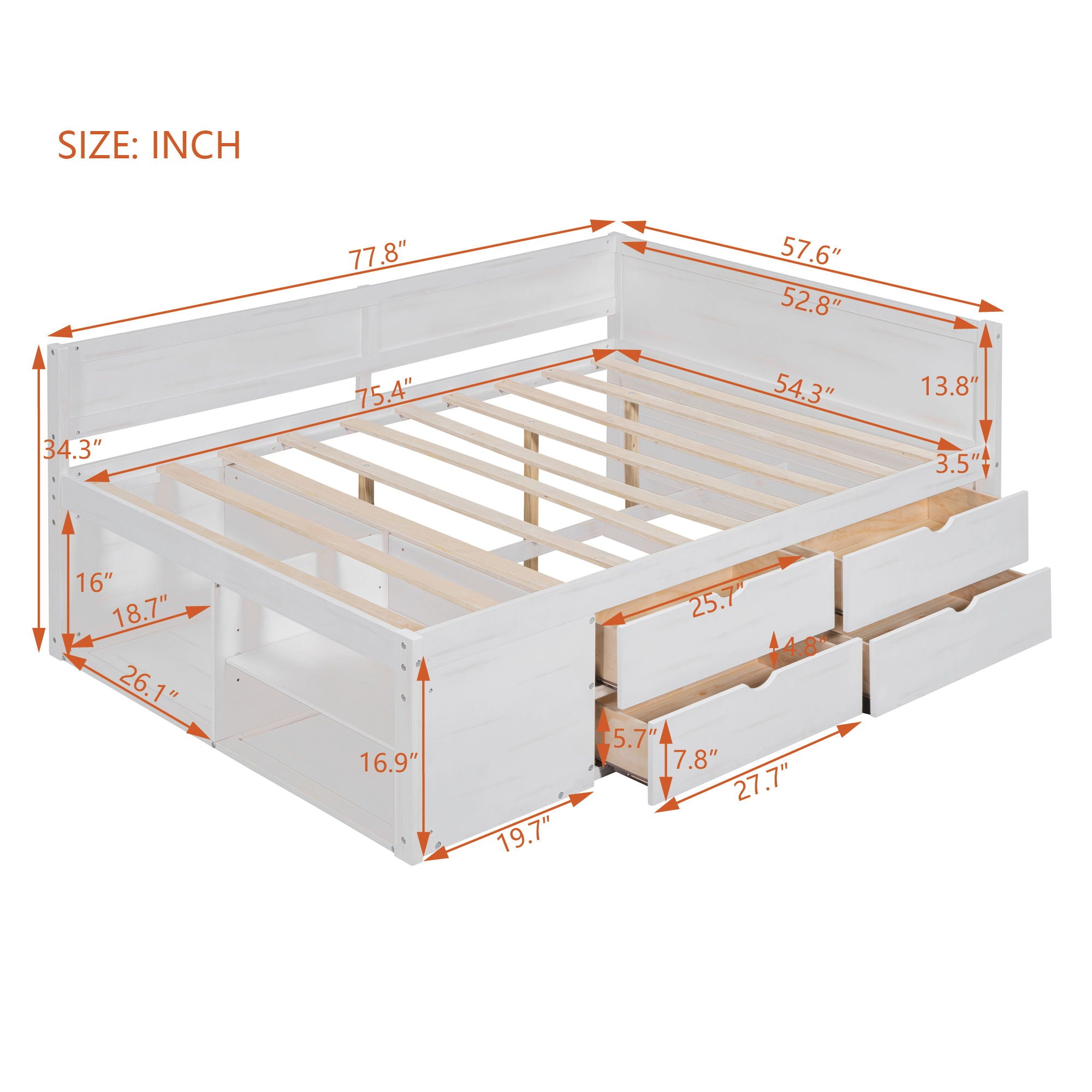 Daybed With Drawers And Shelves