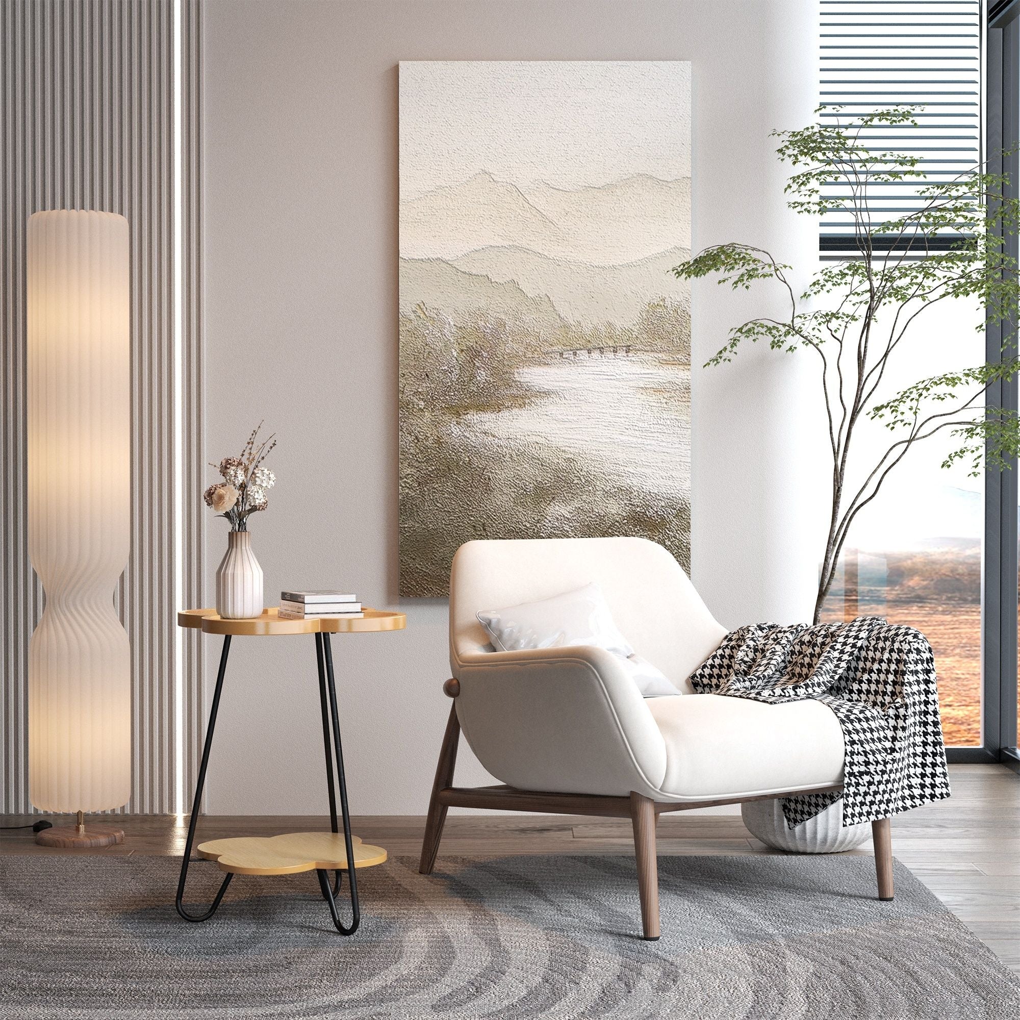 Petal Shape Accent Side Table - Acacia Wood